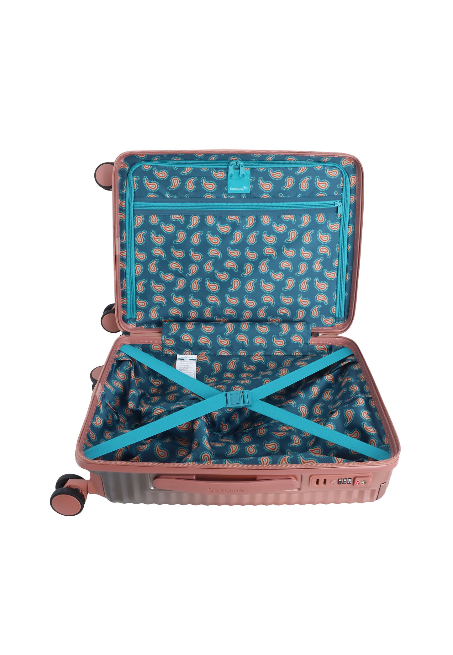 Saxoline blue koffers, degelijk caan de buitenkant en binnenin,