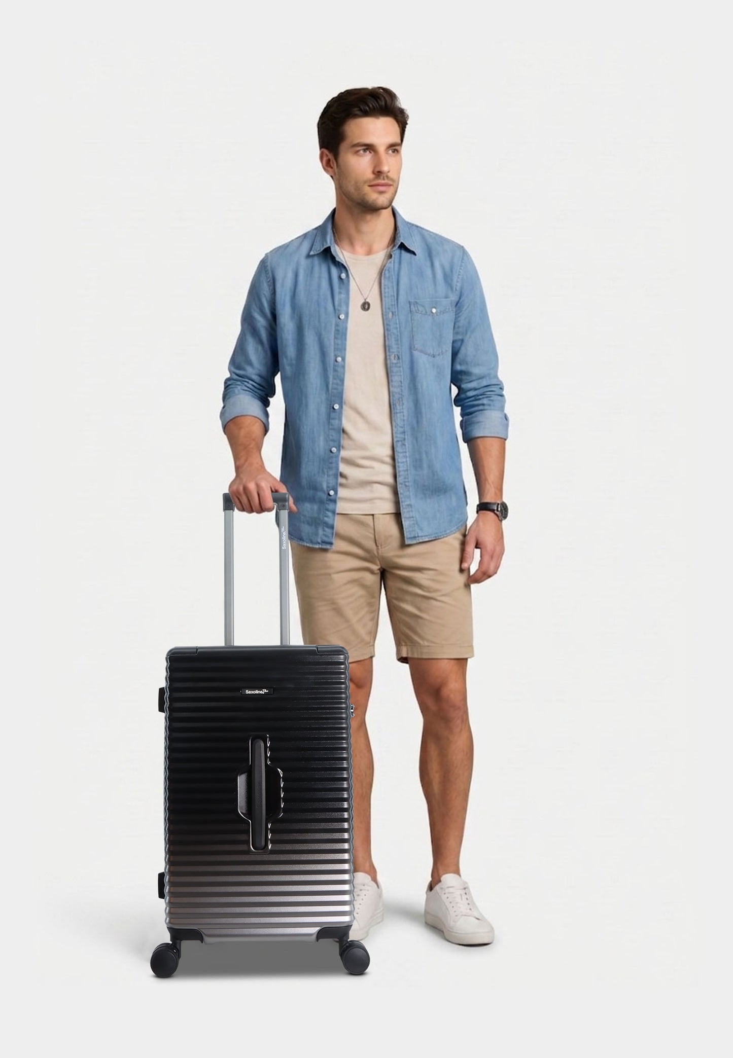 Saxoline Blue – Elite | Trunk Harde Koffer / Trolley / Reiskoffer – Medium – Zwart