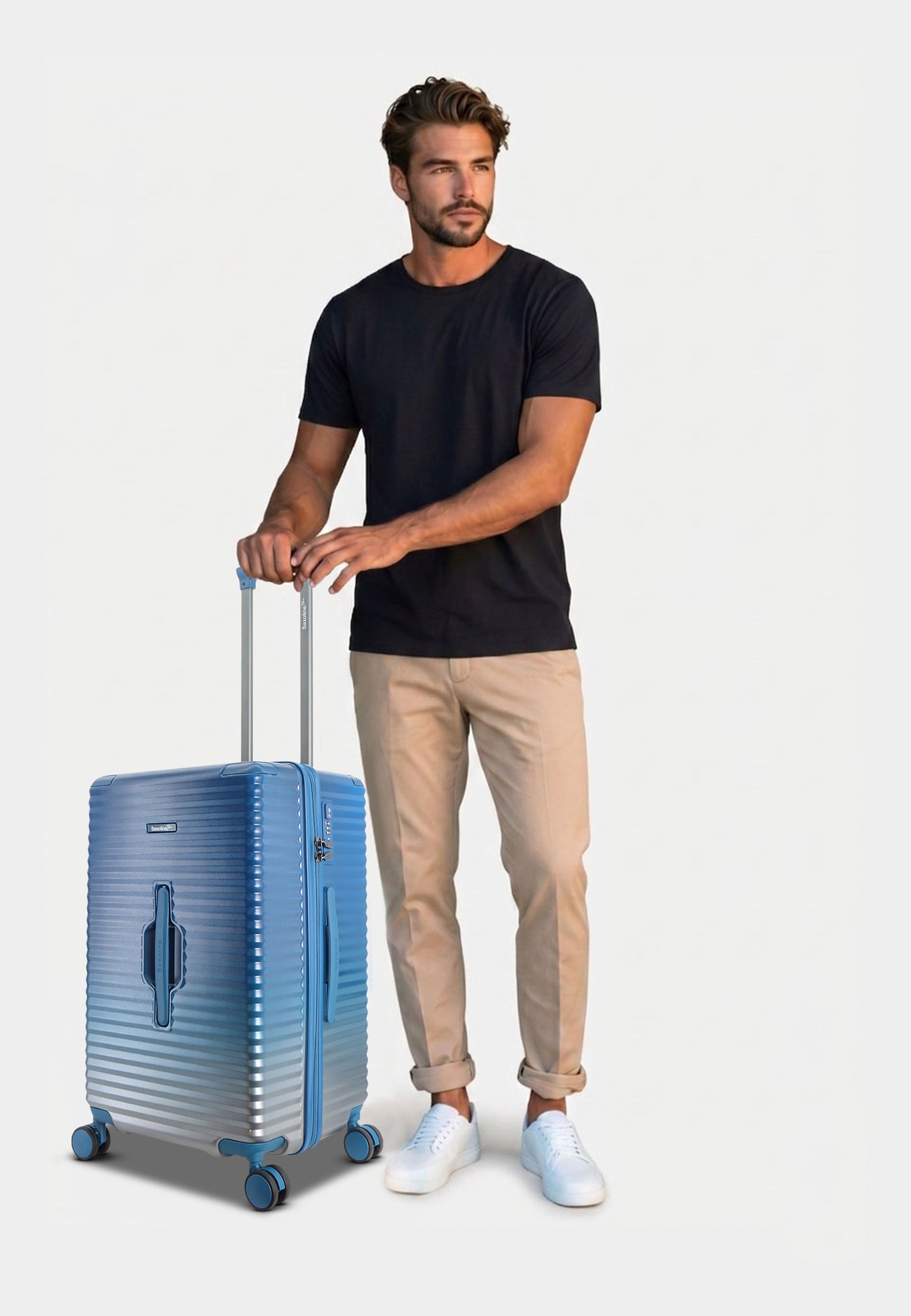 Saxoline Blue – Elite | Trunk Harde Koffer / Trolley / Reiskoffer – Medium – Blauw