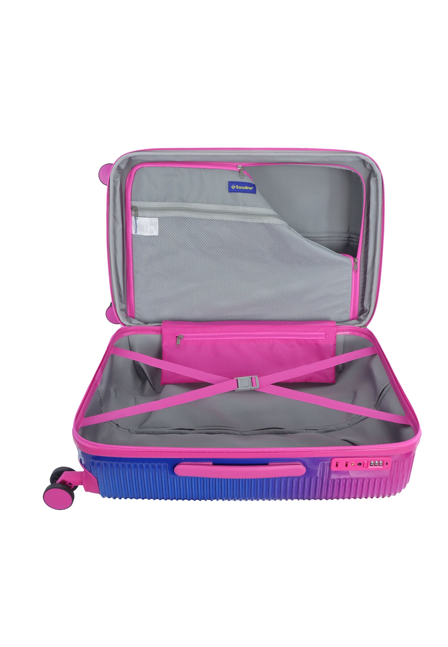 Saxoline - Twist | Valise rigide / Valise à roulettes / Valise de voyage - M - Fuchsia