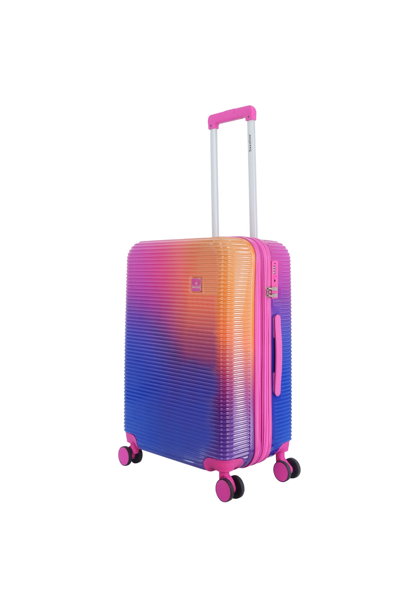Saxoline - Twist | Valise rigide / Valise à roulettes / Valise de voyage - M - Fuchsia