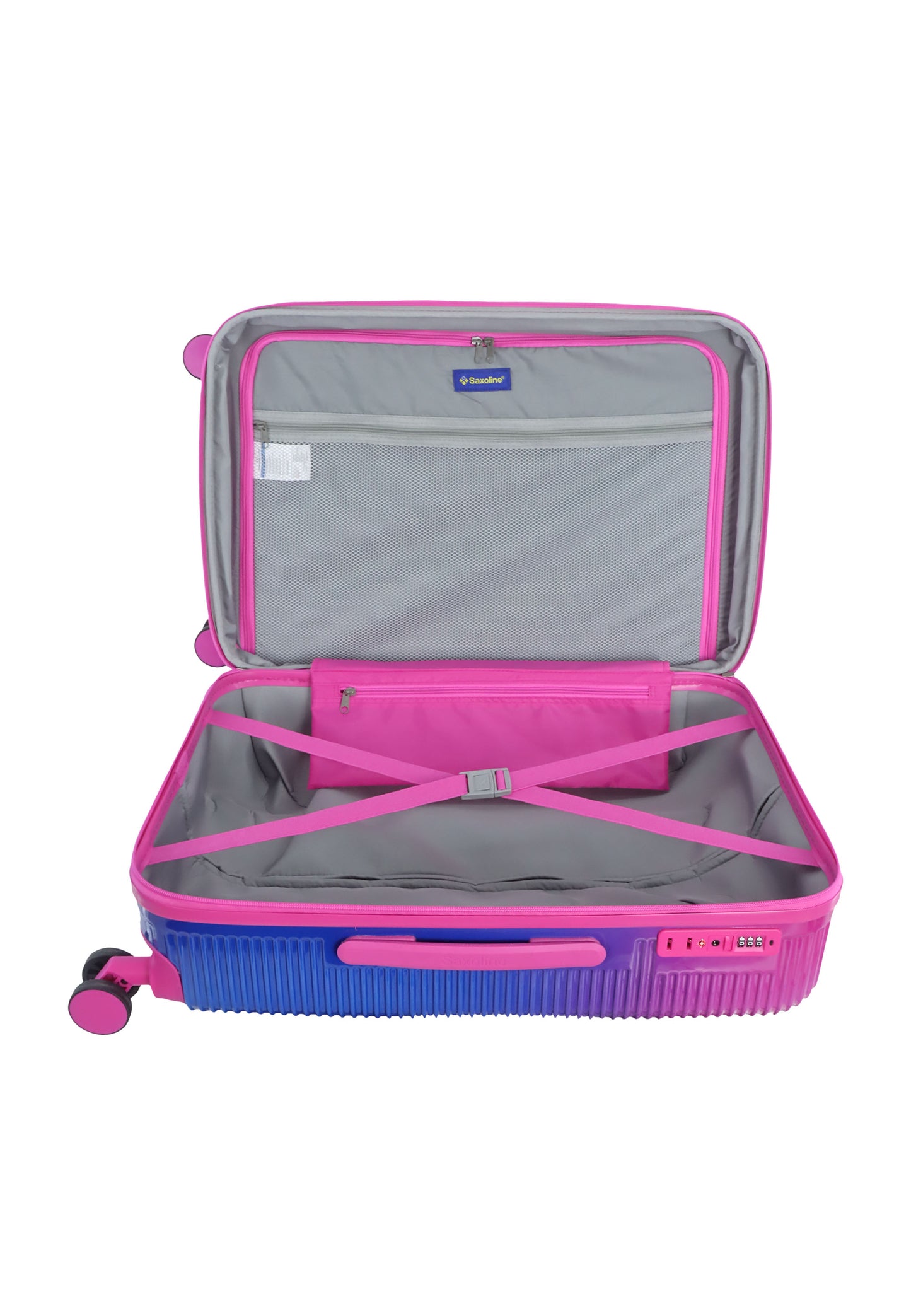 Saxoline - Twist | Valise rigide / Valise à roulettes / Valise de voyage - M - Fuchsia
