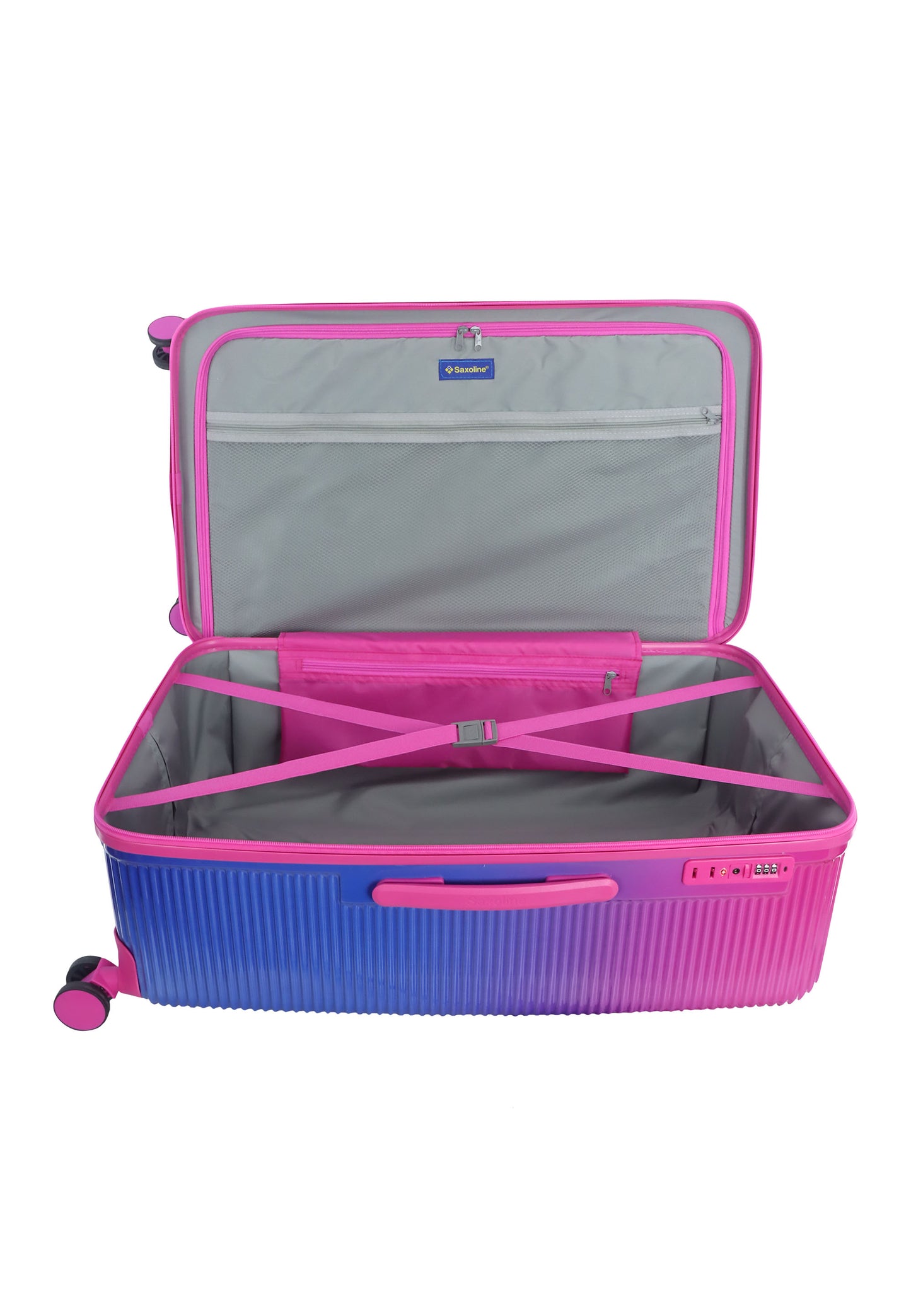 Saxoline - Short Twist | Valise rigide / Valise à roulettes / Valise de voyage - L - Fuchsia