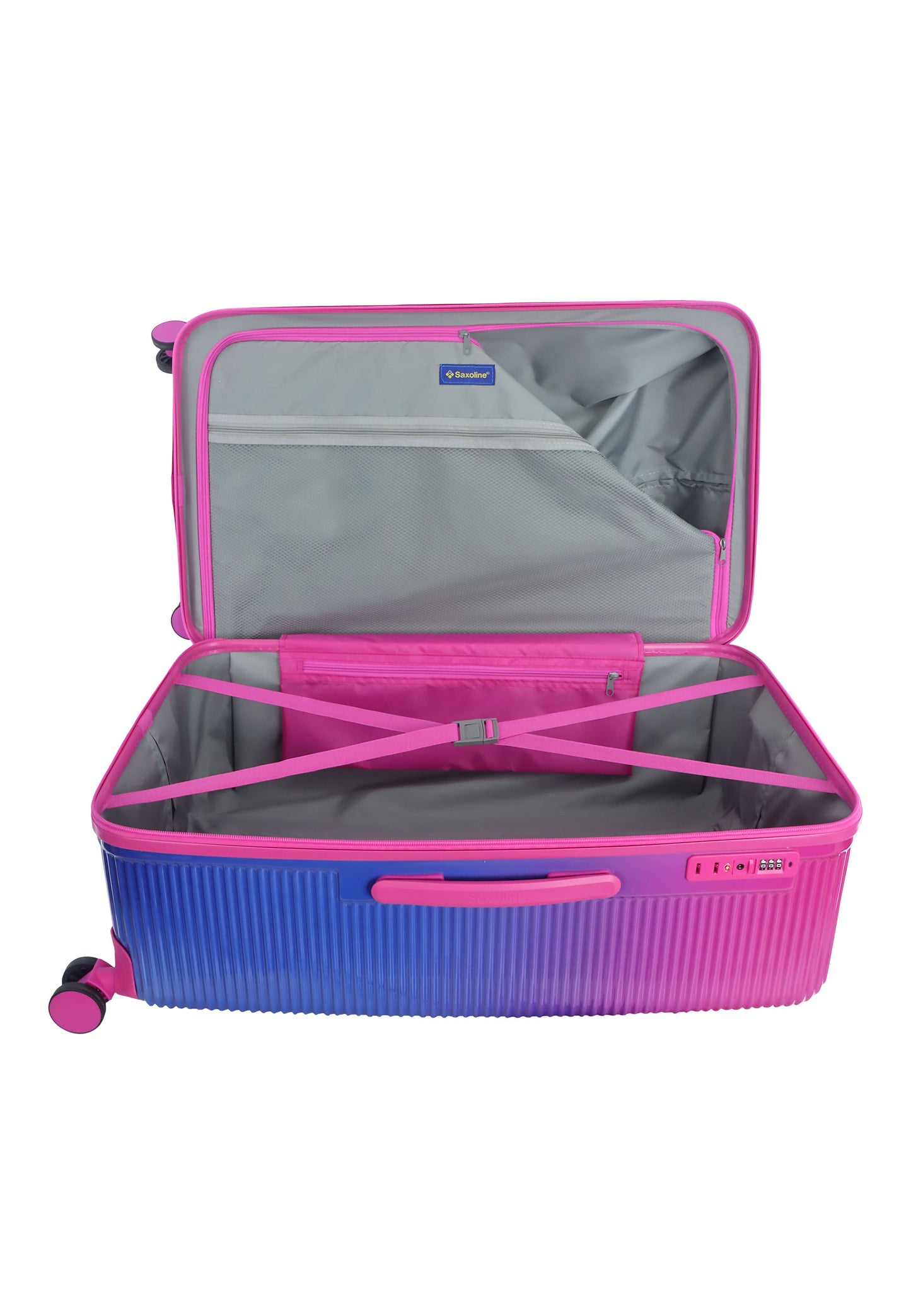 Saxoline - Short Twist | Valise rigide / Valise à roulettes / Valise de voyage - L - Fuchsia