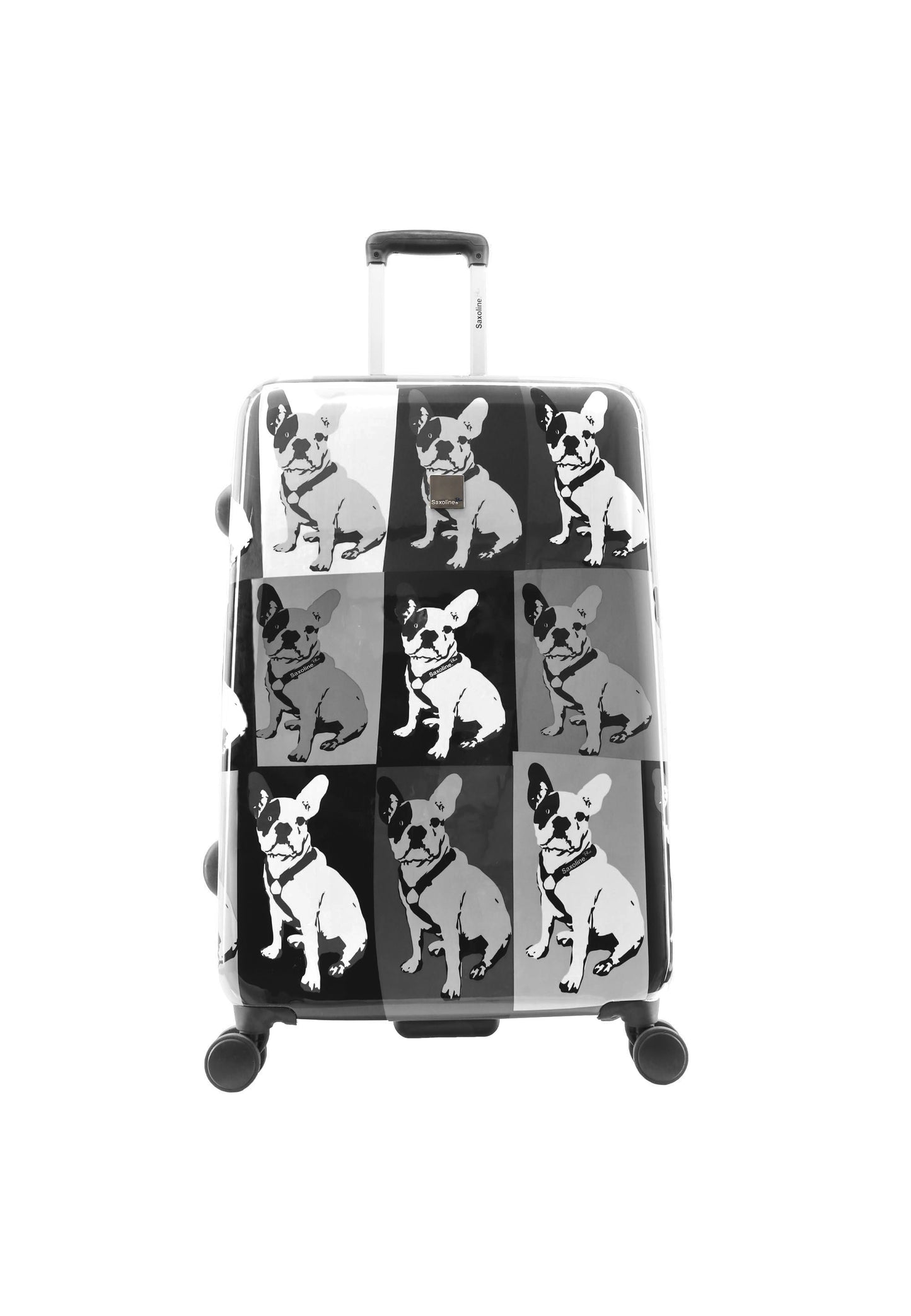 Saxoline Blue Harde Koffer / Trolley / Reiskoffer - 77cm (Large) - Bulldog Monochrome Print
