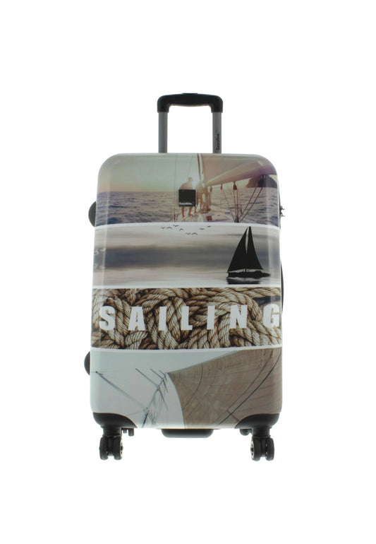 Saxoline Blue Harde Koffer / Trolley / Reiskoffer - 78 cm (Large) - Sailing Print