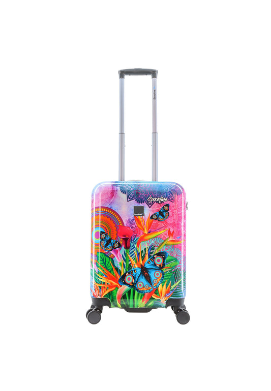 Saxoline Blue Handbagage Harde Koffer / Trolley / Reiskoffer - 55cm S - Butterfly Nature Print