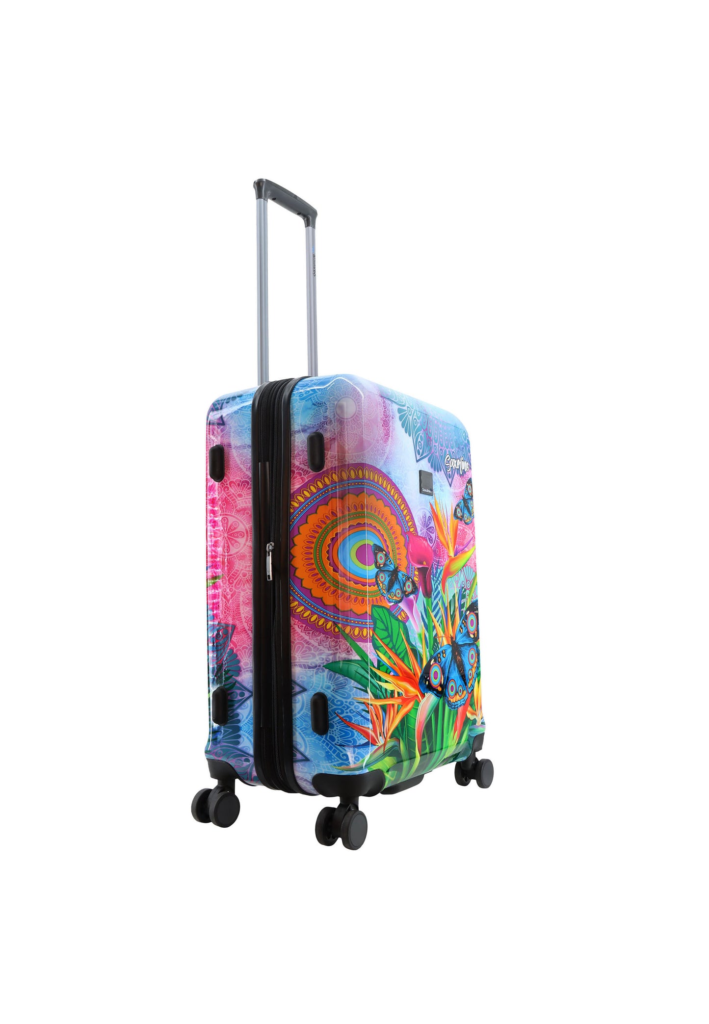 Mooie Saxoline Blue koffer met butterfly print