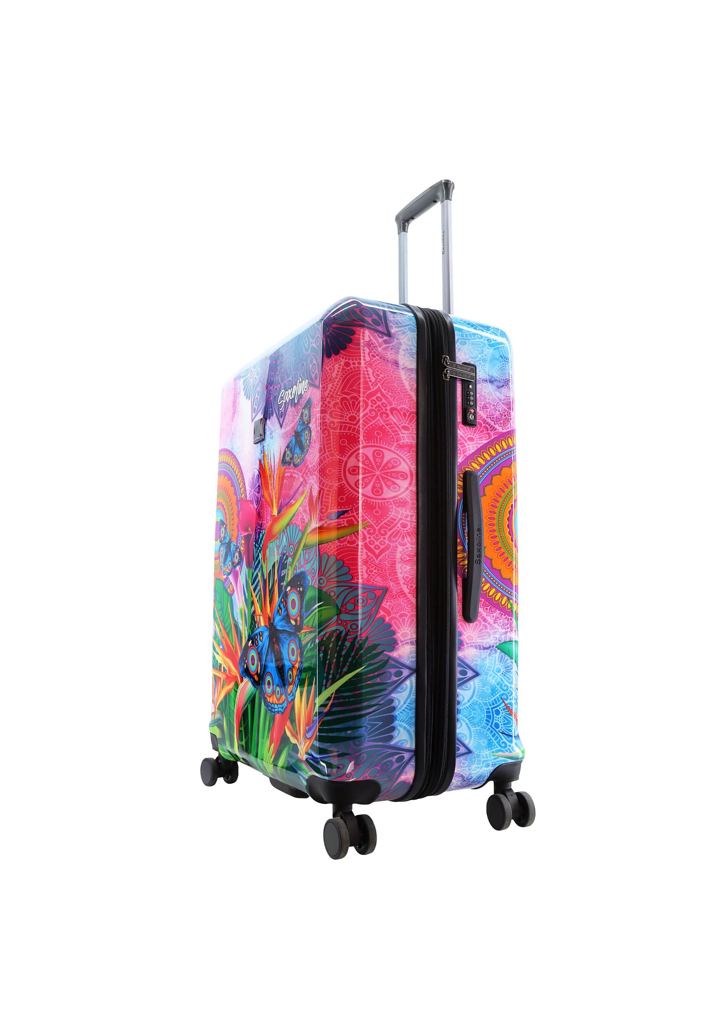 Saxoline Blue Harde Koffer / Trolley / Reiskoffer - 77cm (Large) - Butterfly Nature Print