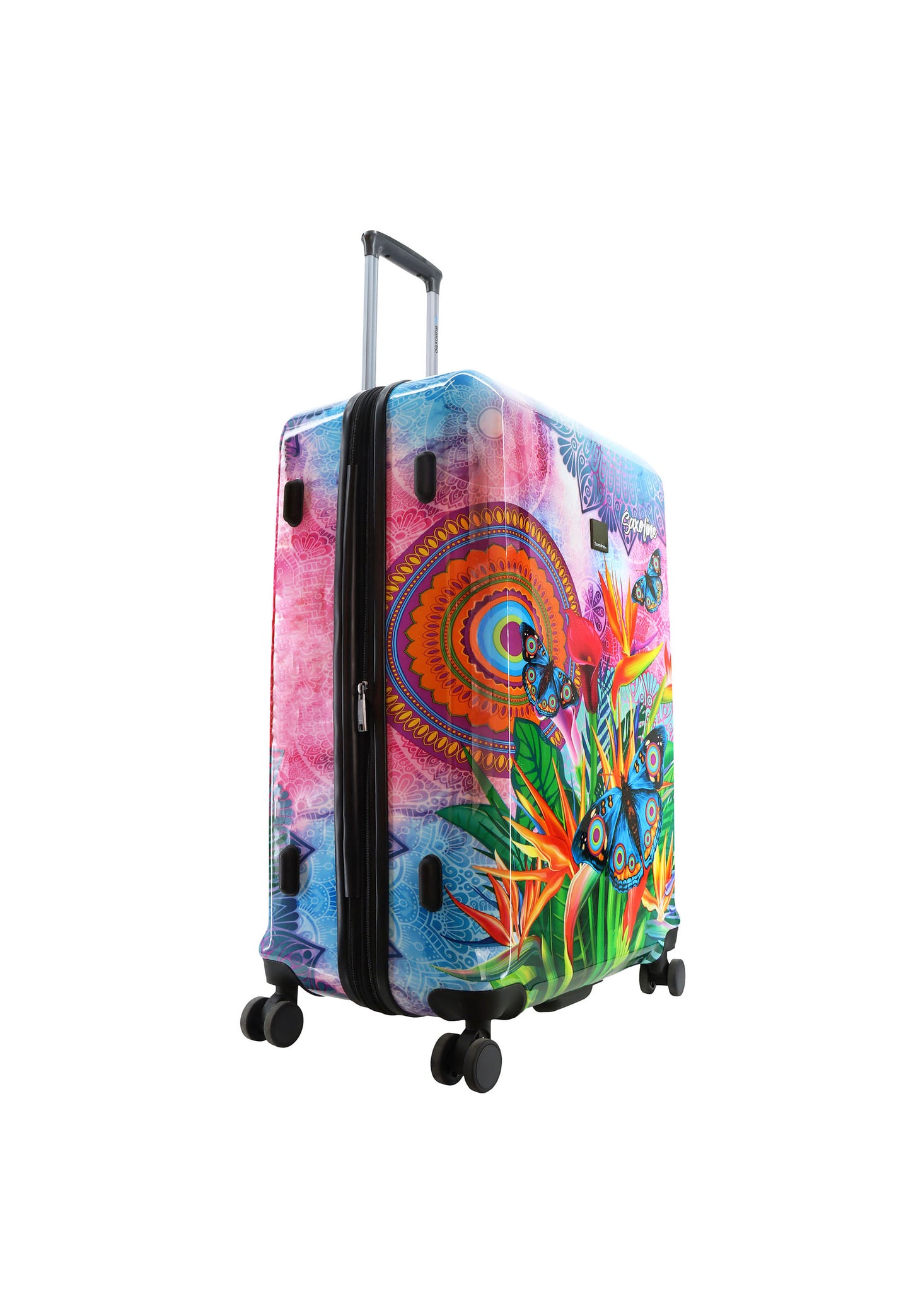 Saxoline Blue Harde Koffer / Trolley / Reiskoffer - 77cm (Large) - Butterfly Nature Print