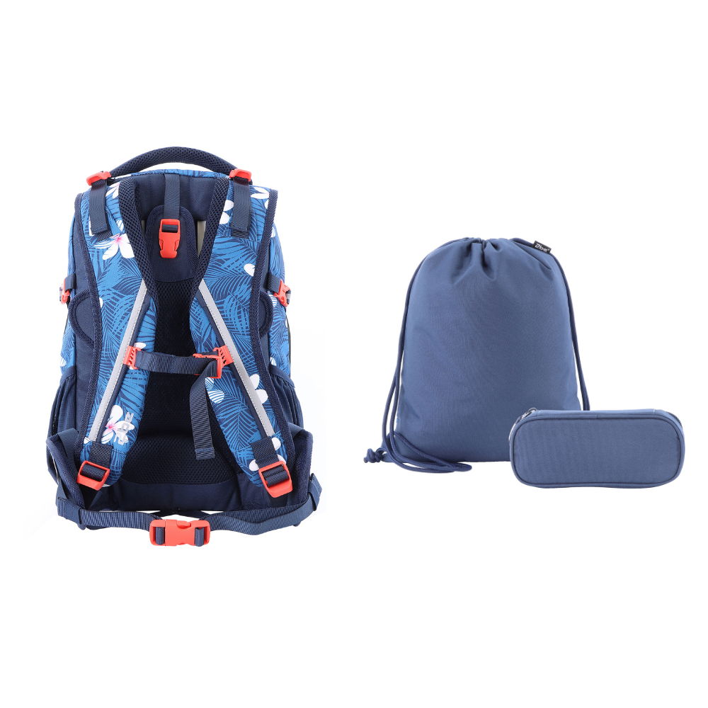 2be Laptop Backpack / Backpack Combi / School Bag - 15 pouces - Avec sac de sport et pochette pour stylos - Bleu