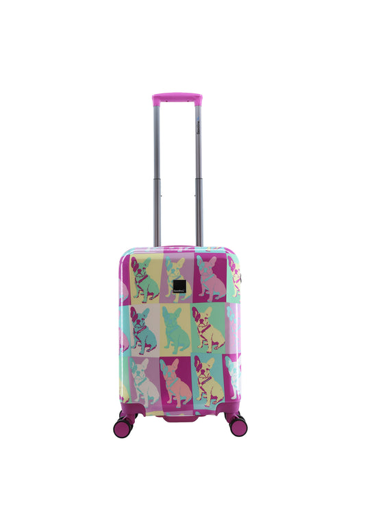 Saxoline Blue Handbagage Harde Koffer / Trolley / Reiskoffer - 55cm (Small) - Bulldog Emotion Print