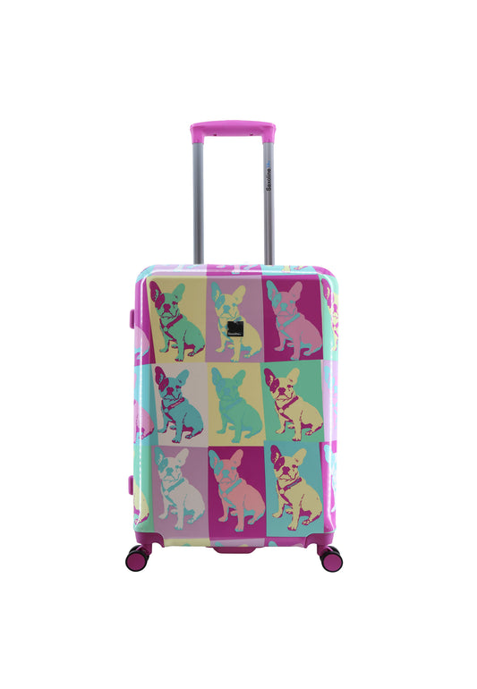 Saxoline Blue Harde Koffer / Trolley / Reiskoffer - 67cm (Medium) - Bulldog Emotion Print