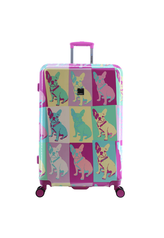 Saxoline Blue Harde Koffer / Trolley / Reiskoffer - 77cm (Large) - Bulldog Emotion Print