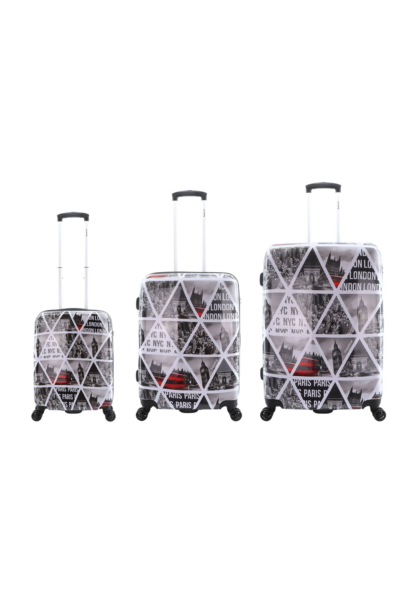 Saxoline Ensemble de valises rigides 3 pièces / Ensemble de valises de voyage / Ensemble de chariots - Impression de villes