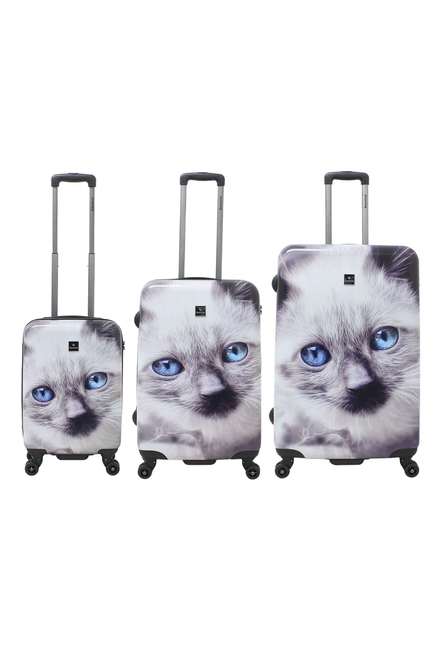 Saxoline Harde Kofferset 3-Delig / Reiskofferset / Trolleyset - White Cat Print