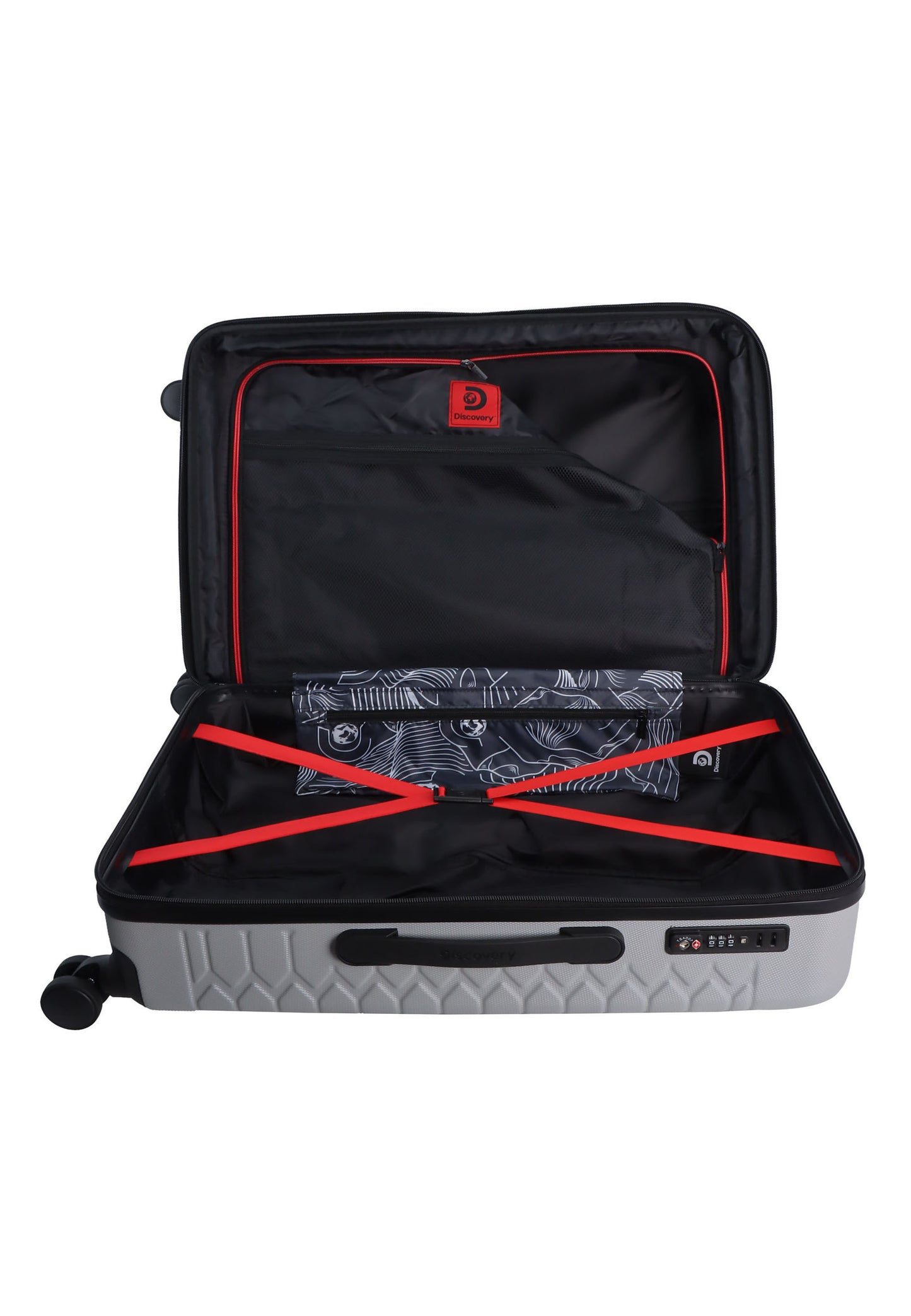 Discovery - Reptile | Harde Koffer / Trolley / Reiskoffer / Valies - 77 cm (Large) - Zilver