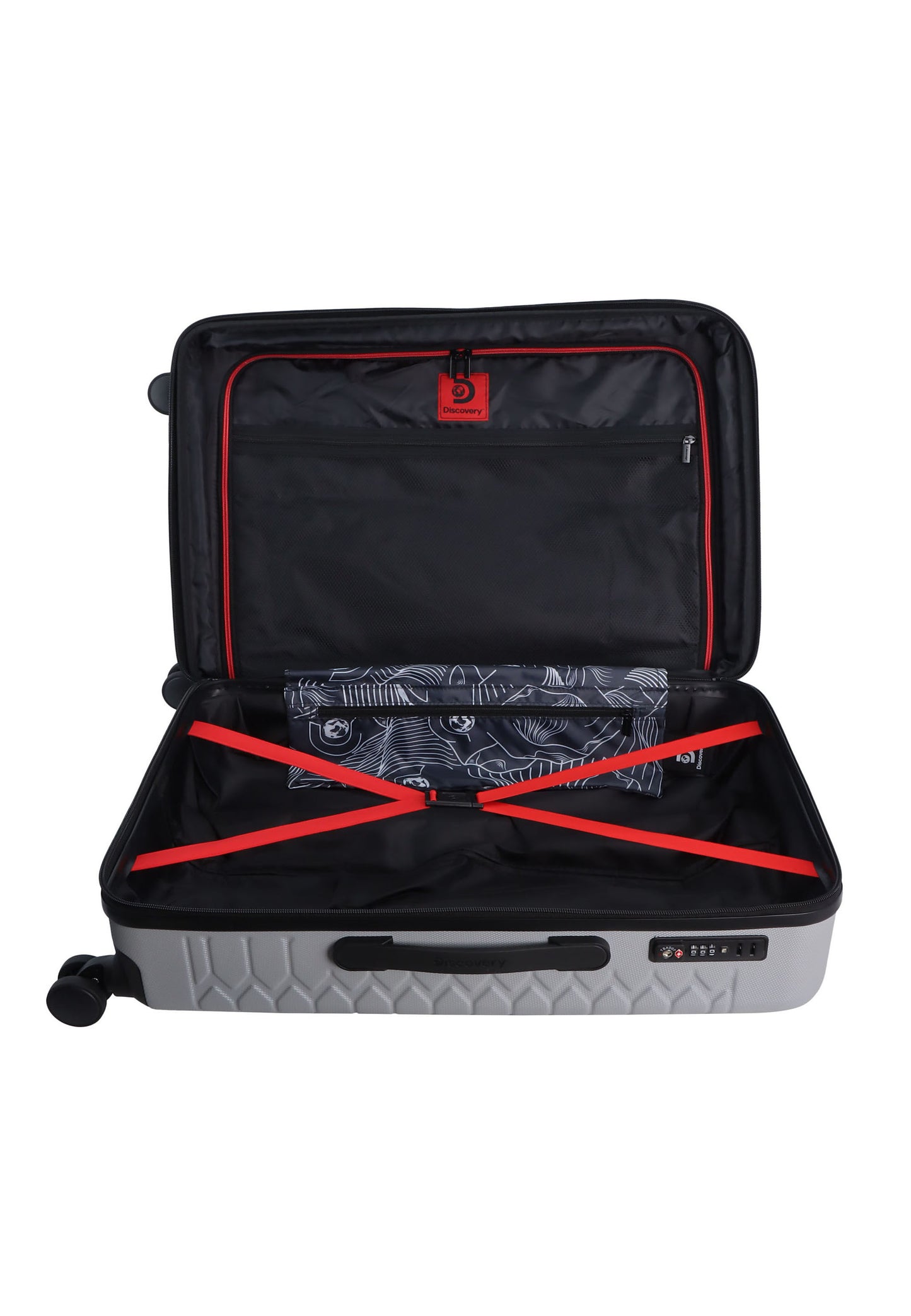 Discovery - Reptile | Harde Koffer / Trolley / Reiskoffer / Valies - 77 cm (Large) - Zilver