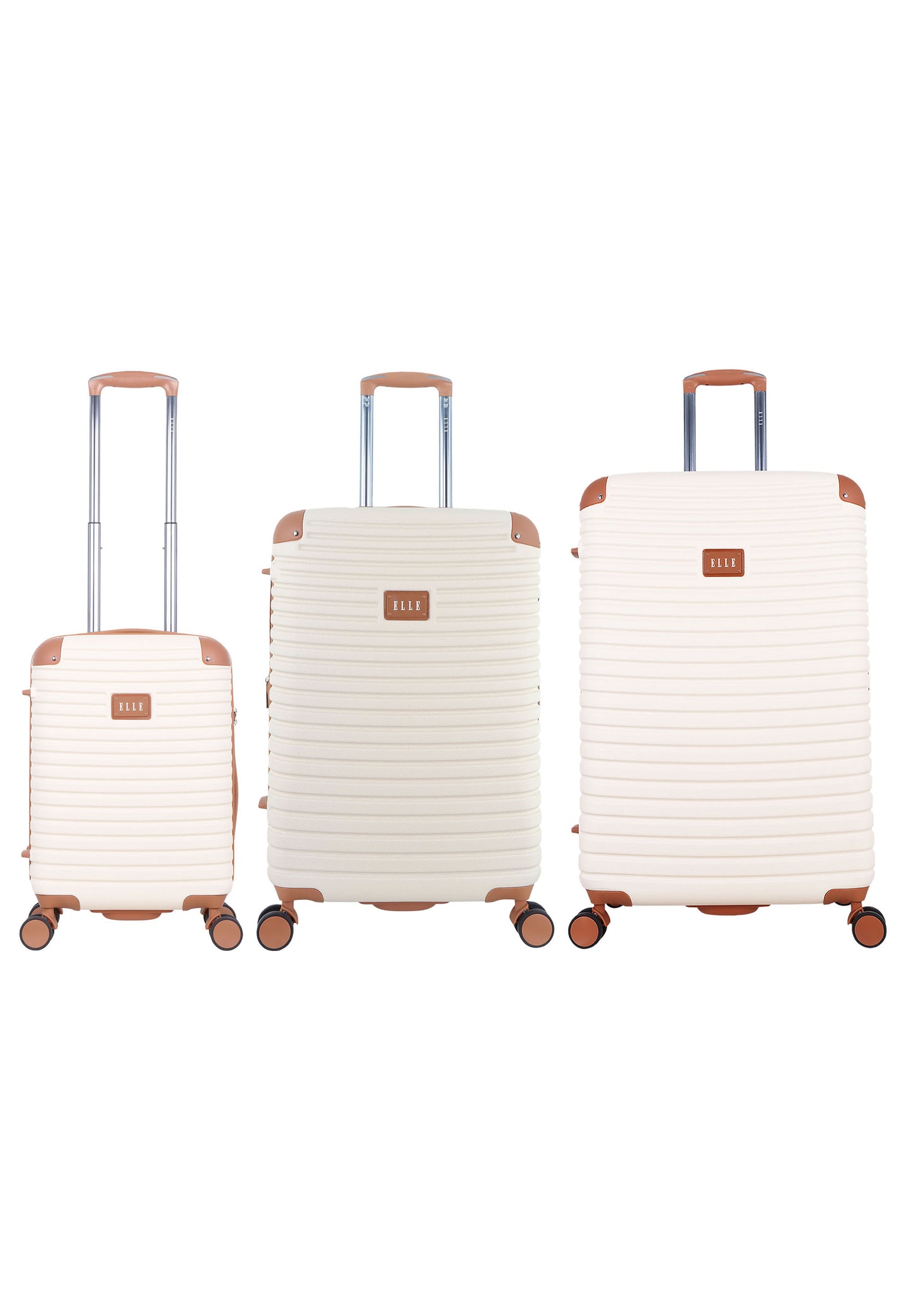 ELLE - Glam | Coffret de valises rigides / Coffret de trolley / Coffret de valises de voyage - (S/M/L) - Crème