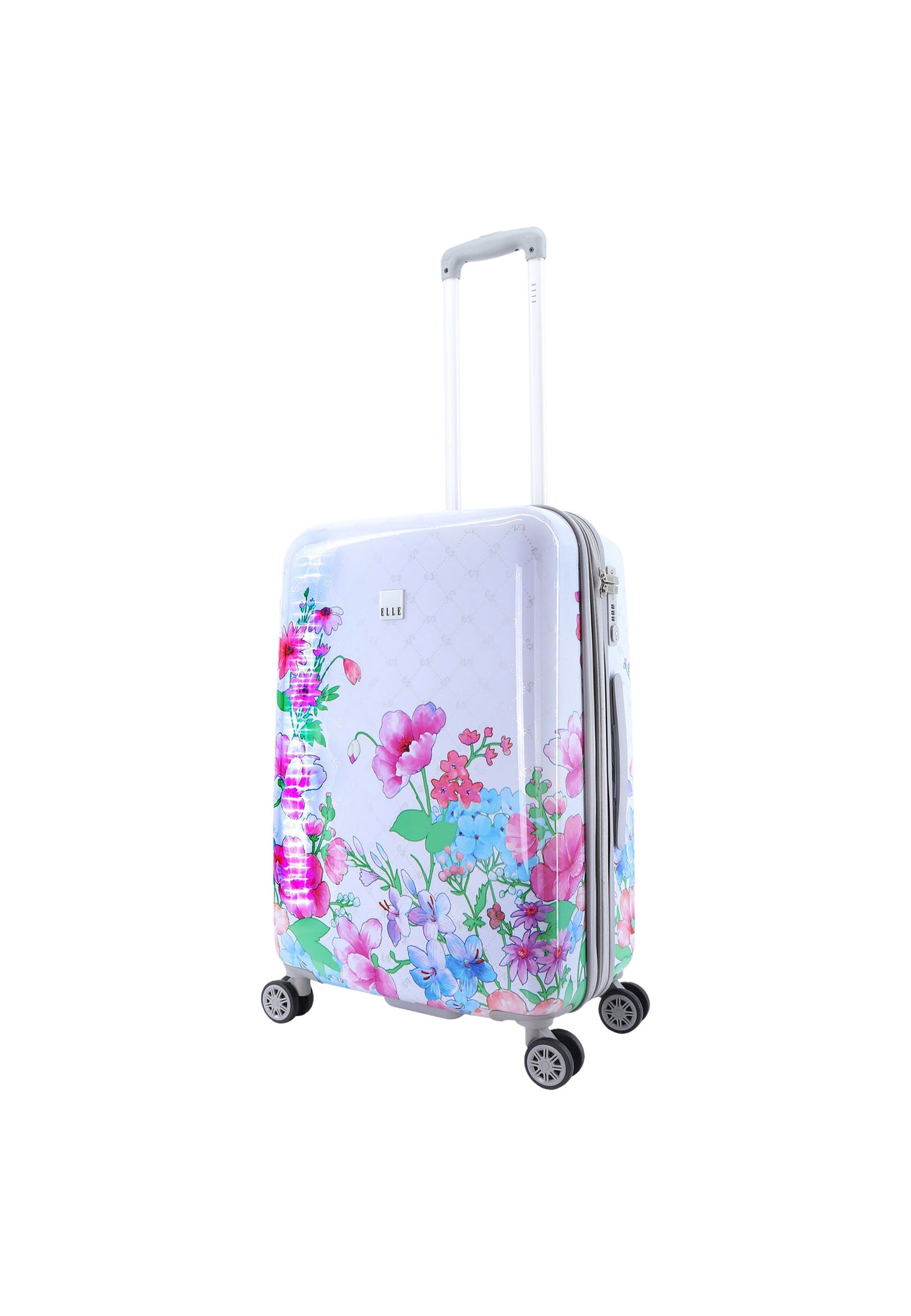 ELLE Kofferset 3 Delig - Reiskoffer Set - Harde Kofferset - Trolleyset ? Bouquet - Wit