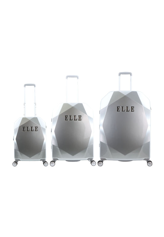 ELLE Diamond Ensemble de valises rigides 3 pièces / Ensemble de valises de voyage / Ensemble de trolley - Argent