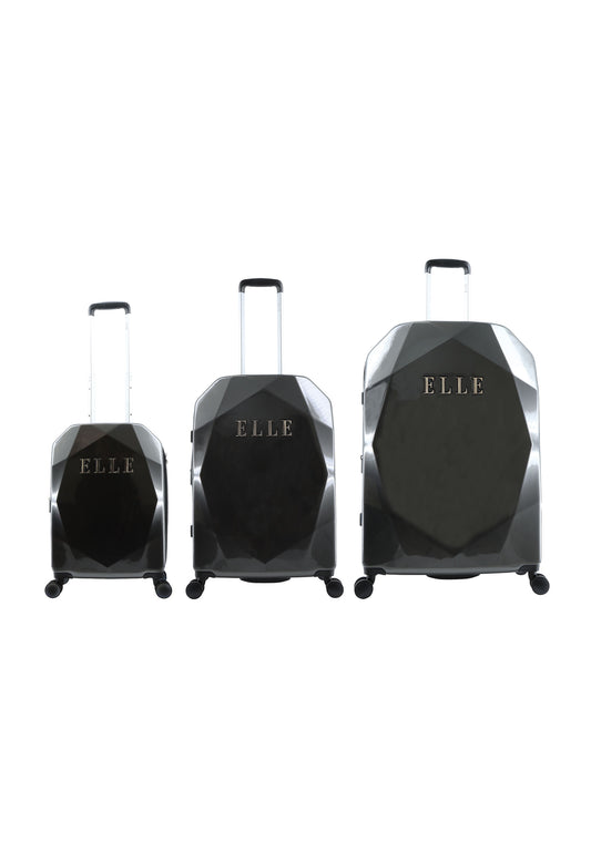 ELLE Diamond Ensemble de valises rigides 3 pièces / Ensemble de valises de voyage / Ensemble de trolley - Anthracite