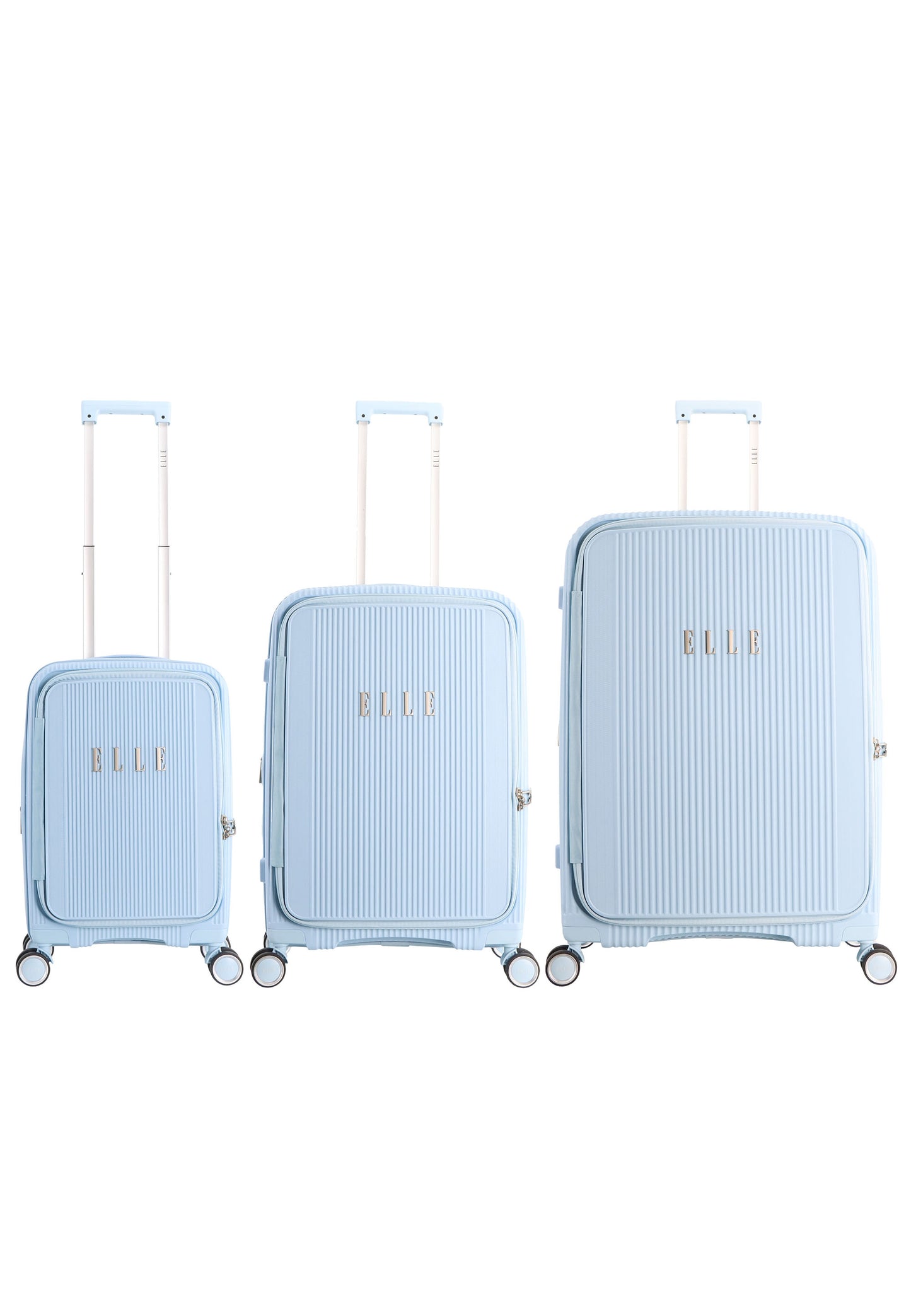 Elle Da'Vine Harde koffer set / Trolley set / Reiskoffer set - (S/M/L) - Lichtblauw
