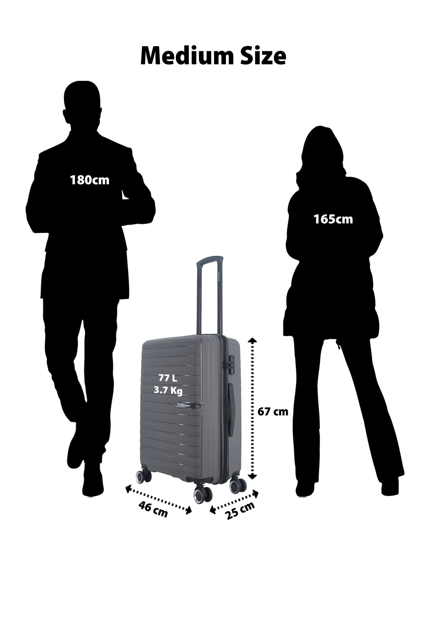 Saxoline – Fiesta | Harde Koffer / Valies / Reiskoffer – Medium (60L) – Grijs