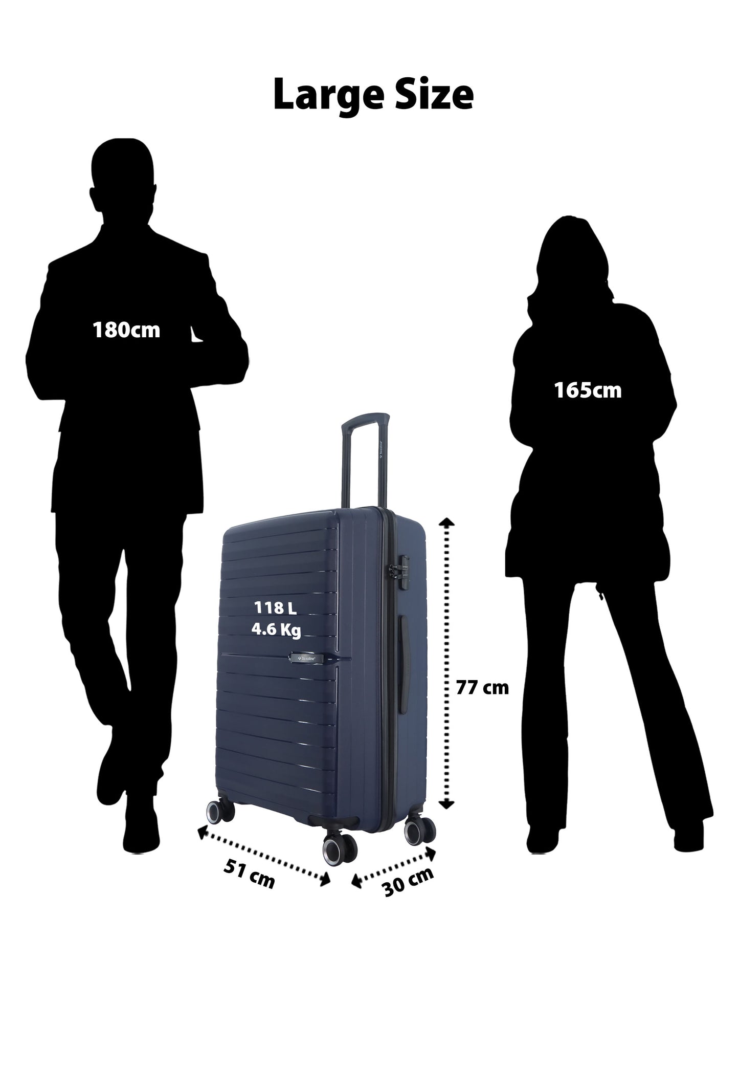 Valise Saxoline « Fiesta » en polypropylène - L - 95 litres - Bleu marine