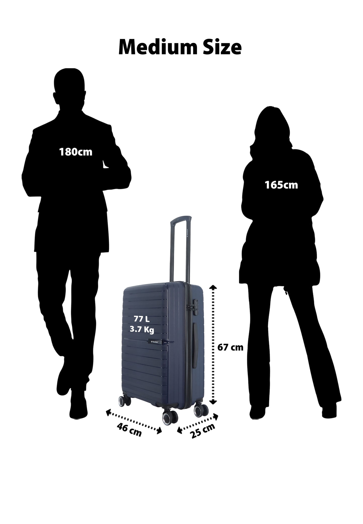 Saxoline - Fiesta | Valise rigide / Valise de voyage - 60 L - Moyenne - Bleu marine