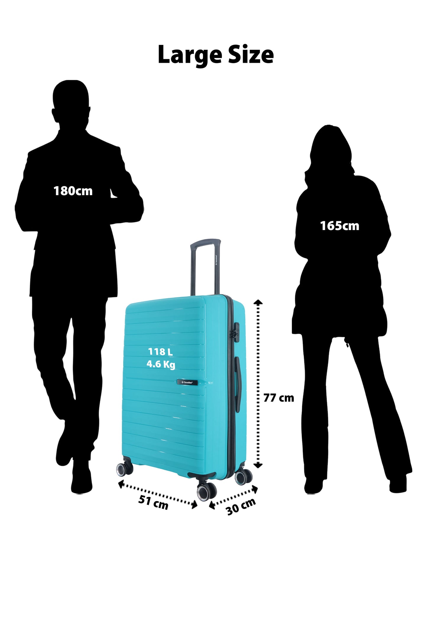 Saxoline – Fiesta | Harde Koffer / Valies /Reiskoffer – Large (95L) – Turkoois