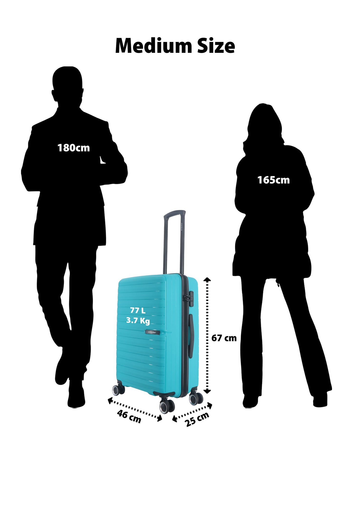 Saxoline – Fiesta | Harde Koffer / Valies / Reiskoffer – Medium (60L) – Turkoois