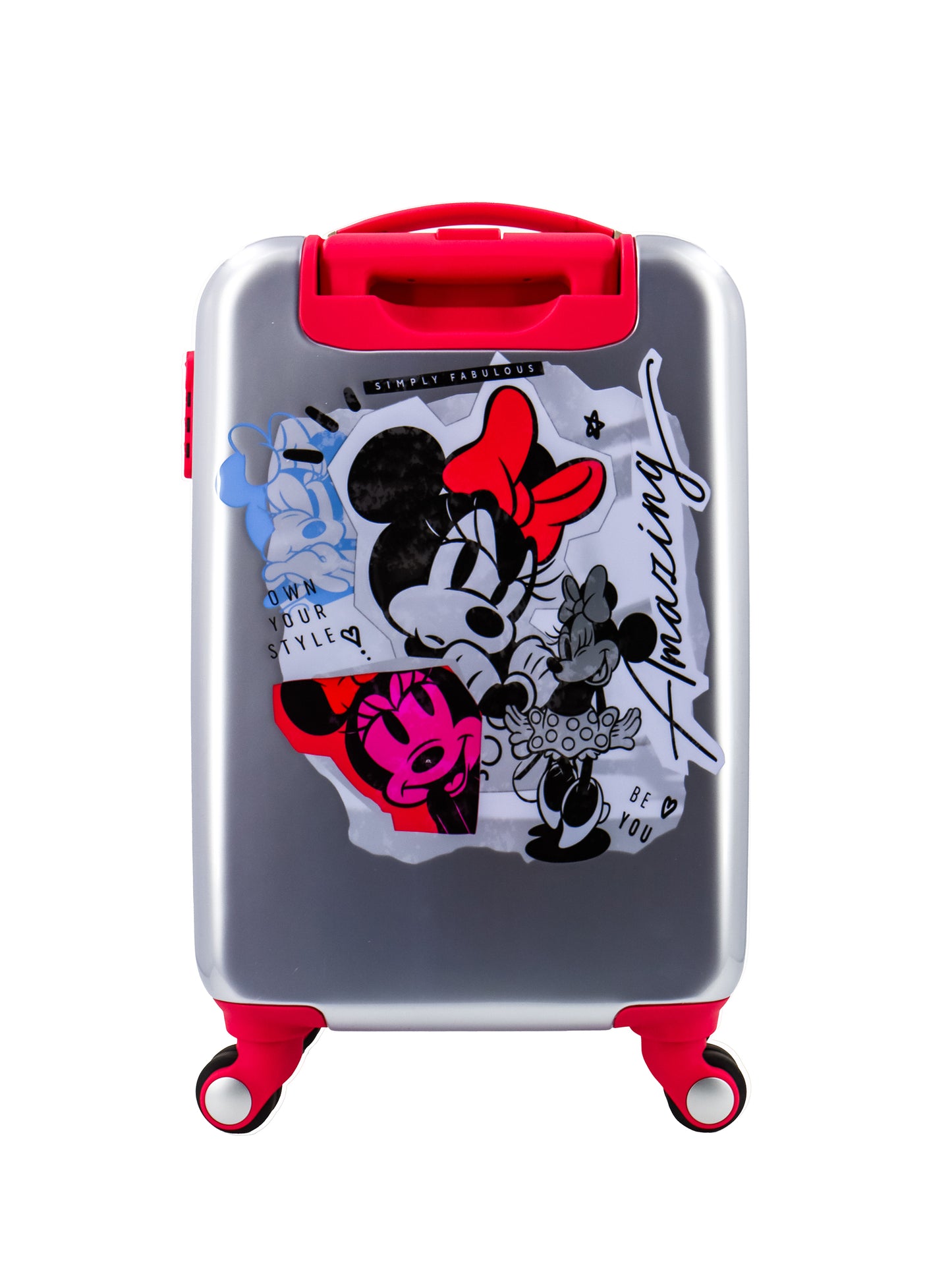 Valise enfant Disney Bagage à main / Trolley enfant / Valise de voyage enfant - 55 cm (Petit) - Trousse de toilette / Trousse offerte - Amazing Minnie Mouse - Argent