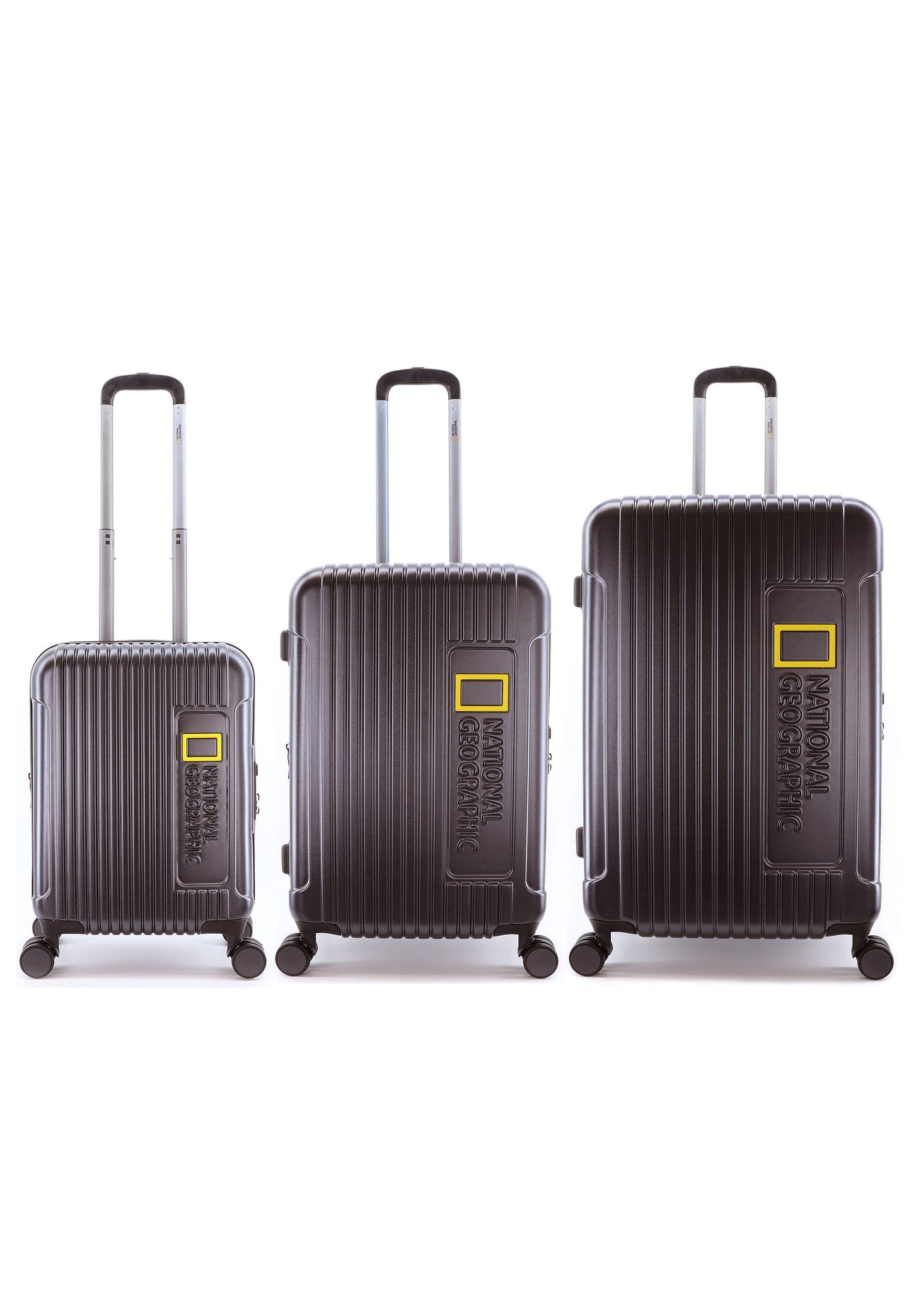 National Geographic Harde Kofferset 3-Delig / Reiskofferset / Trolleyset - Canyon - Metallic Mud