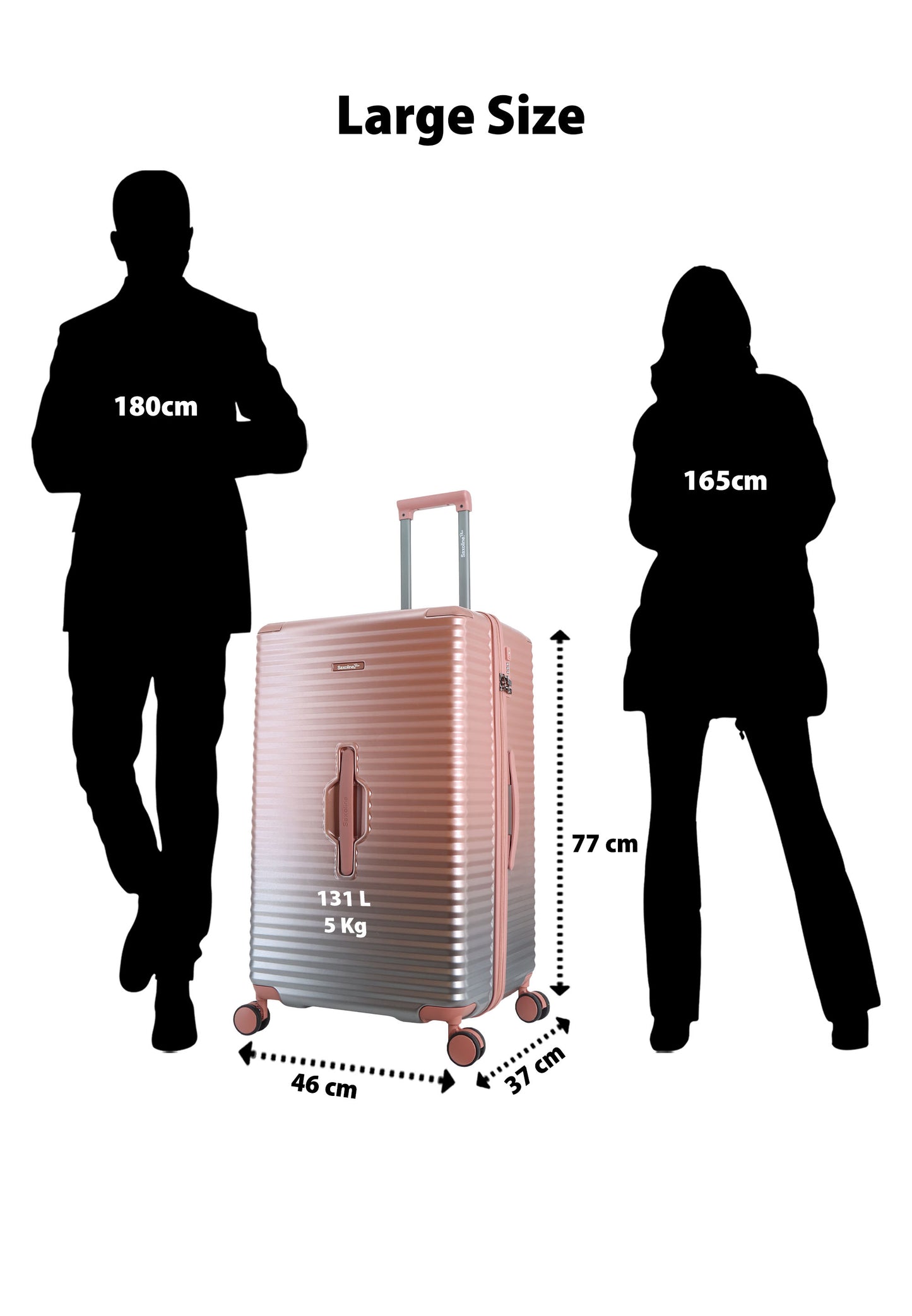 Saxoline Blue – Elite | Trunk Harde Koffer / Trolley / Reiskoffer – Large (131L) – Roze