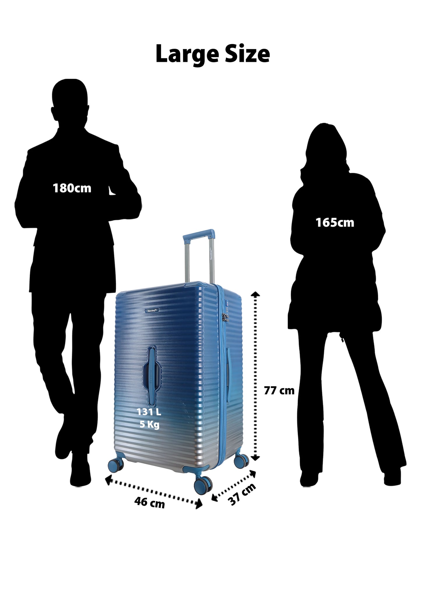 Saxoline Blue – Elite | Trunk Harde Koffer / Trolley / Reiskoffer – Large (131L) – Blauw