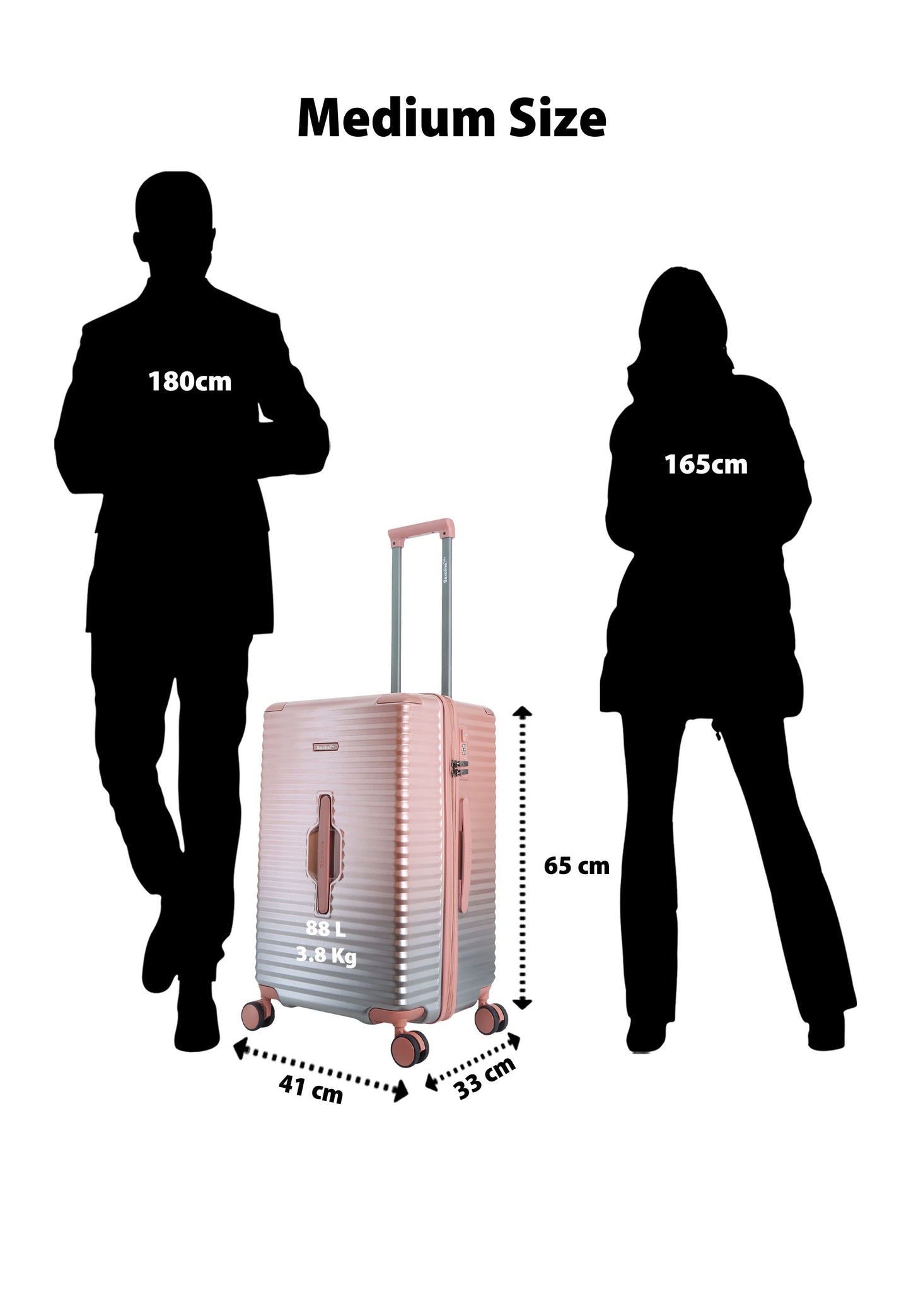 Saxoline Blue – Elite | Trunk Harde Koffer / Trolley / Reiskoffer – Medium – Roze