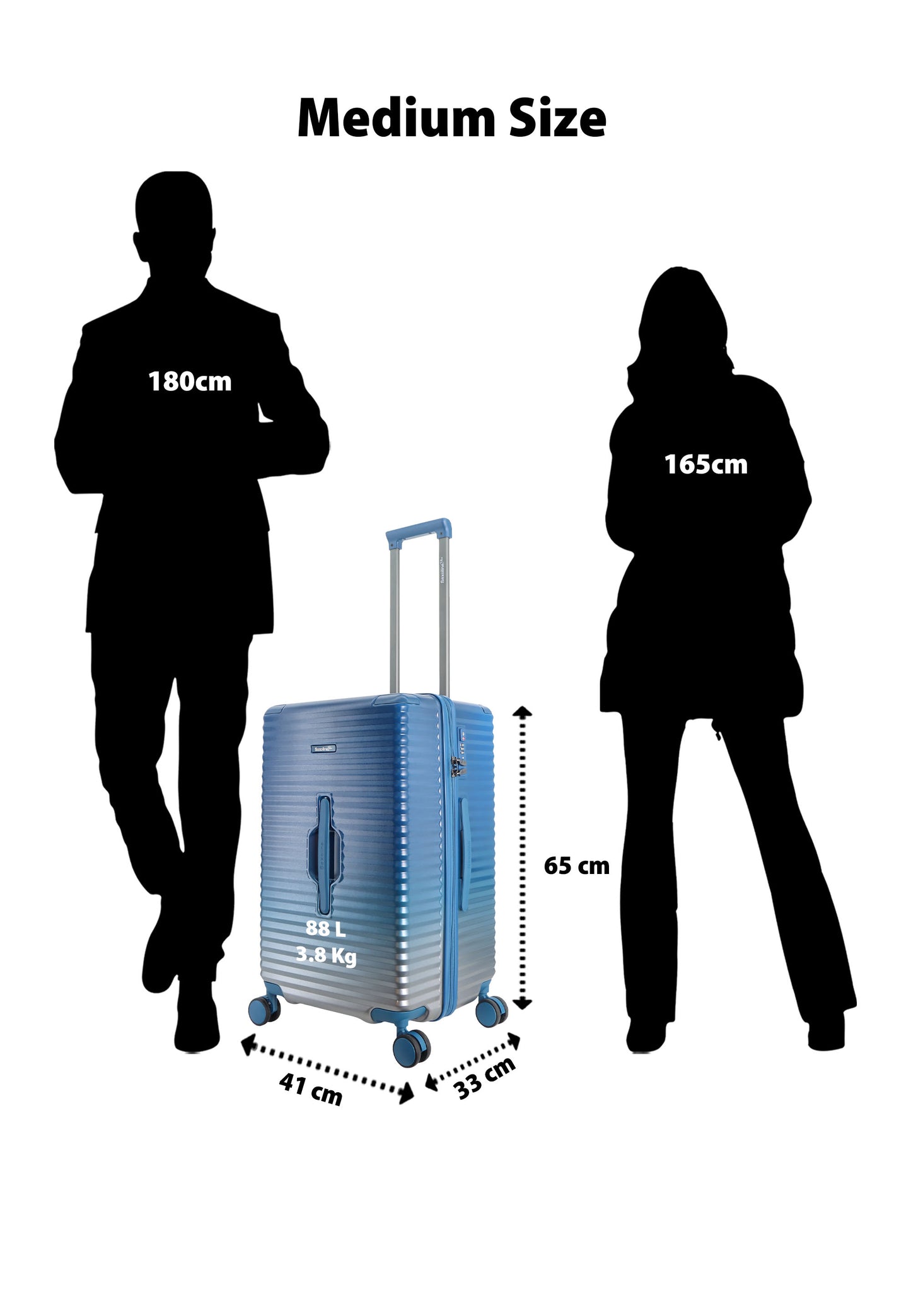 Saxoline Blue – Elite | Trunk Harde Koffer / Trolley / Reiskoffer – Medium – Blauw