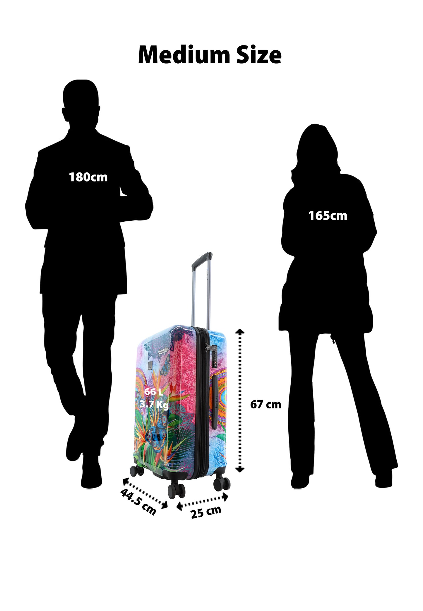 Saxoline Blue Harde Koffer / Trolley / Reiskoffer - 67cm (M) - Butterfly Nature Print