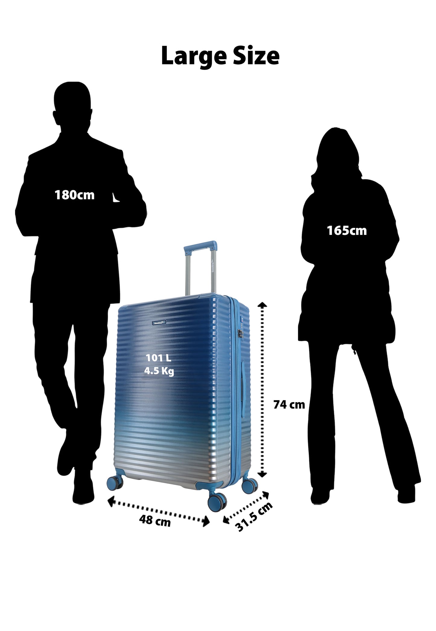 Saxoline Blue - Elite | Harde koffer / Trolley / Reiskoffer - (Large) Blauw