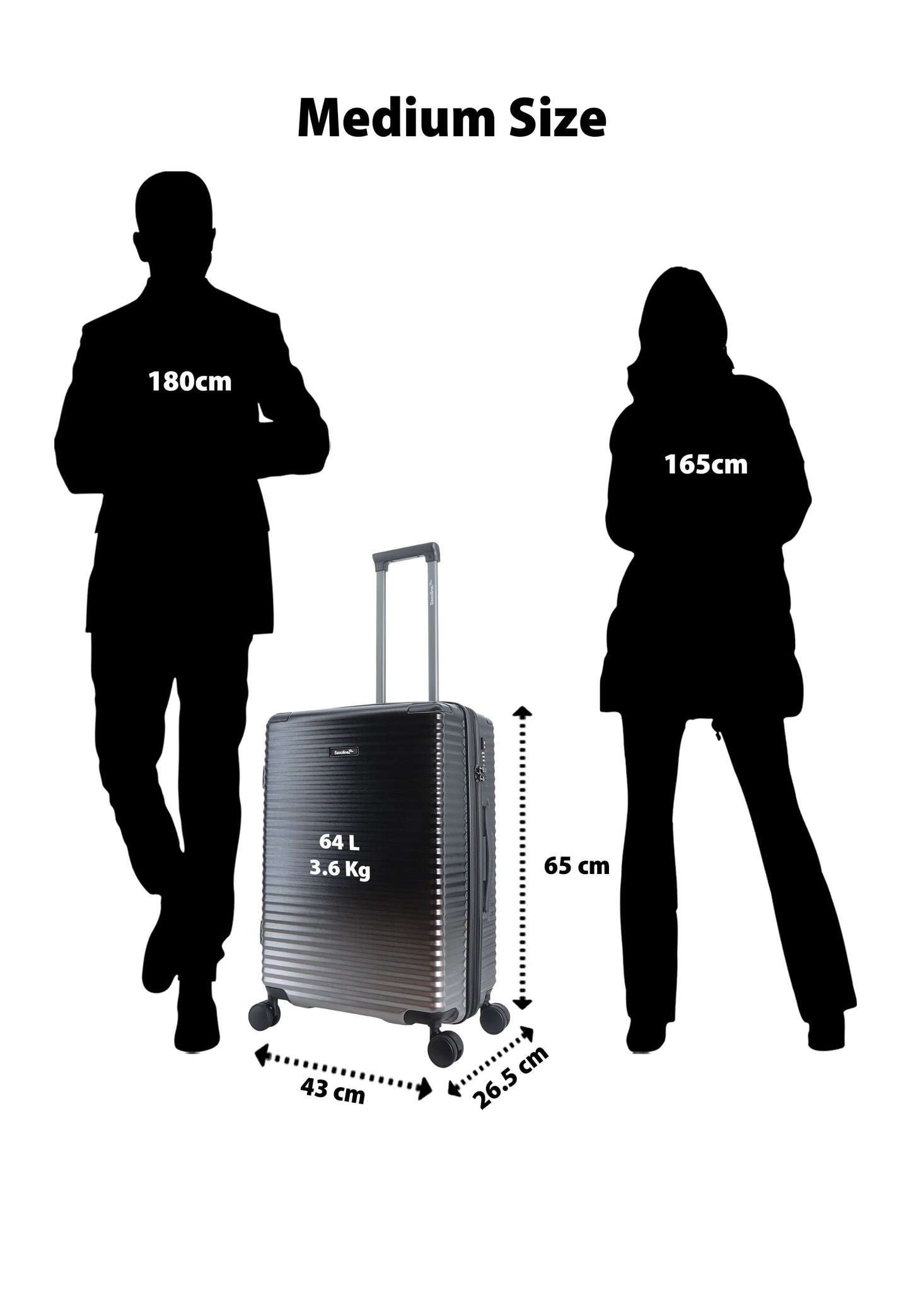 Valise rigide / Trolley / Valise de voyage Saxaoline Blue Elite - (Moyen) Noir