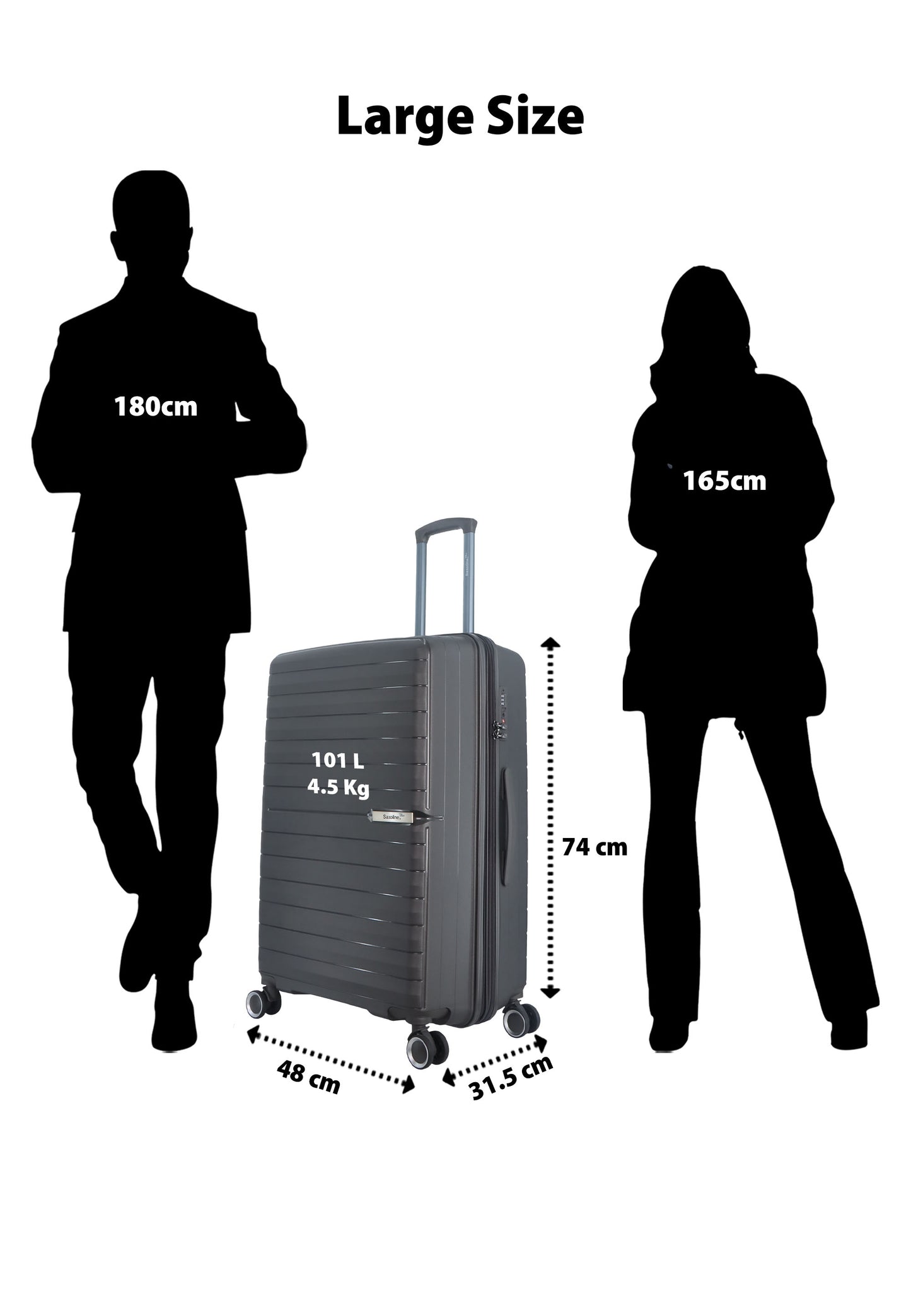 Saxoline Blue Koffer "Resort"/ Trolley / Reiskoffer - 102L - L - Anthraciet