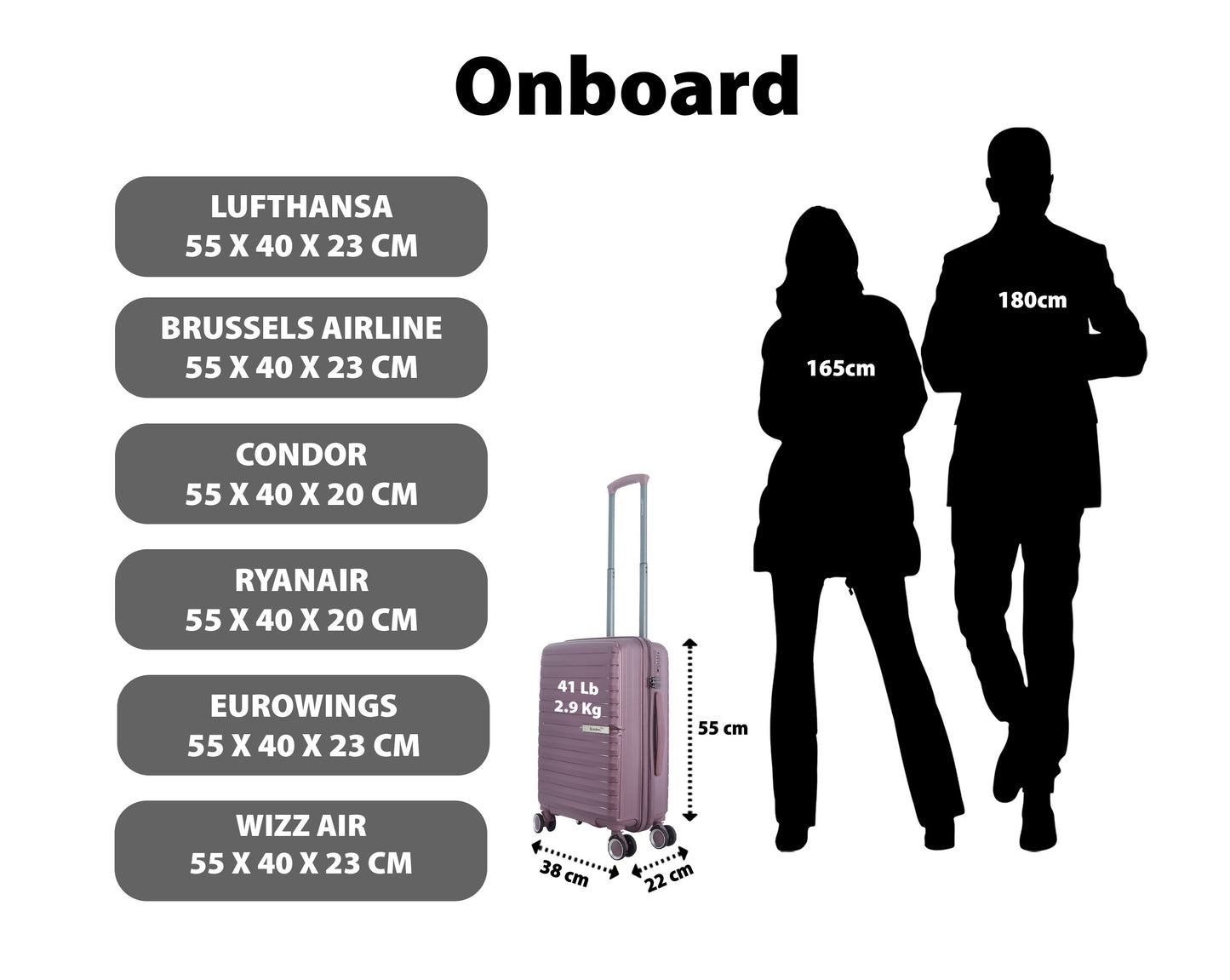 Saxoline Blue - Resort | Valise à main / Valise rigide / Valise à roulettes - 33 L - S - Violet