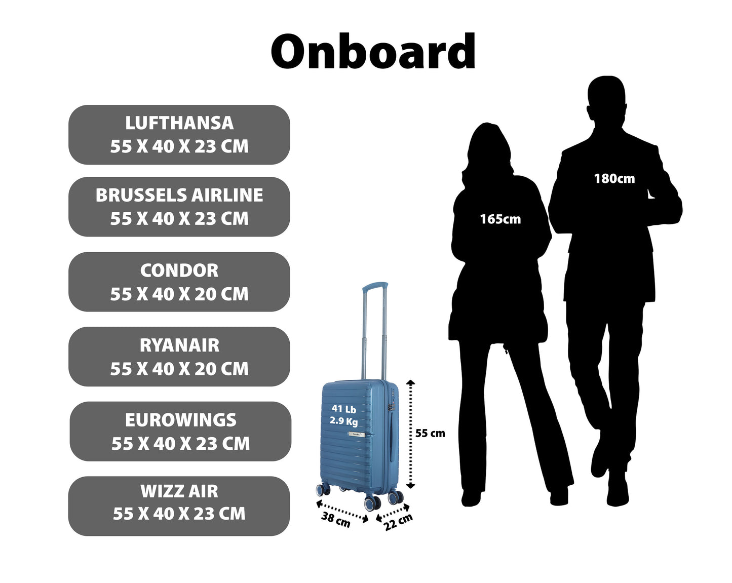 Saxoline Blue – Resort | Handbagage / Harde Koffer / Trolley – Small (33L) – Blauw