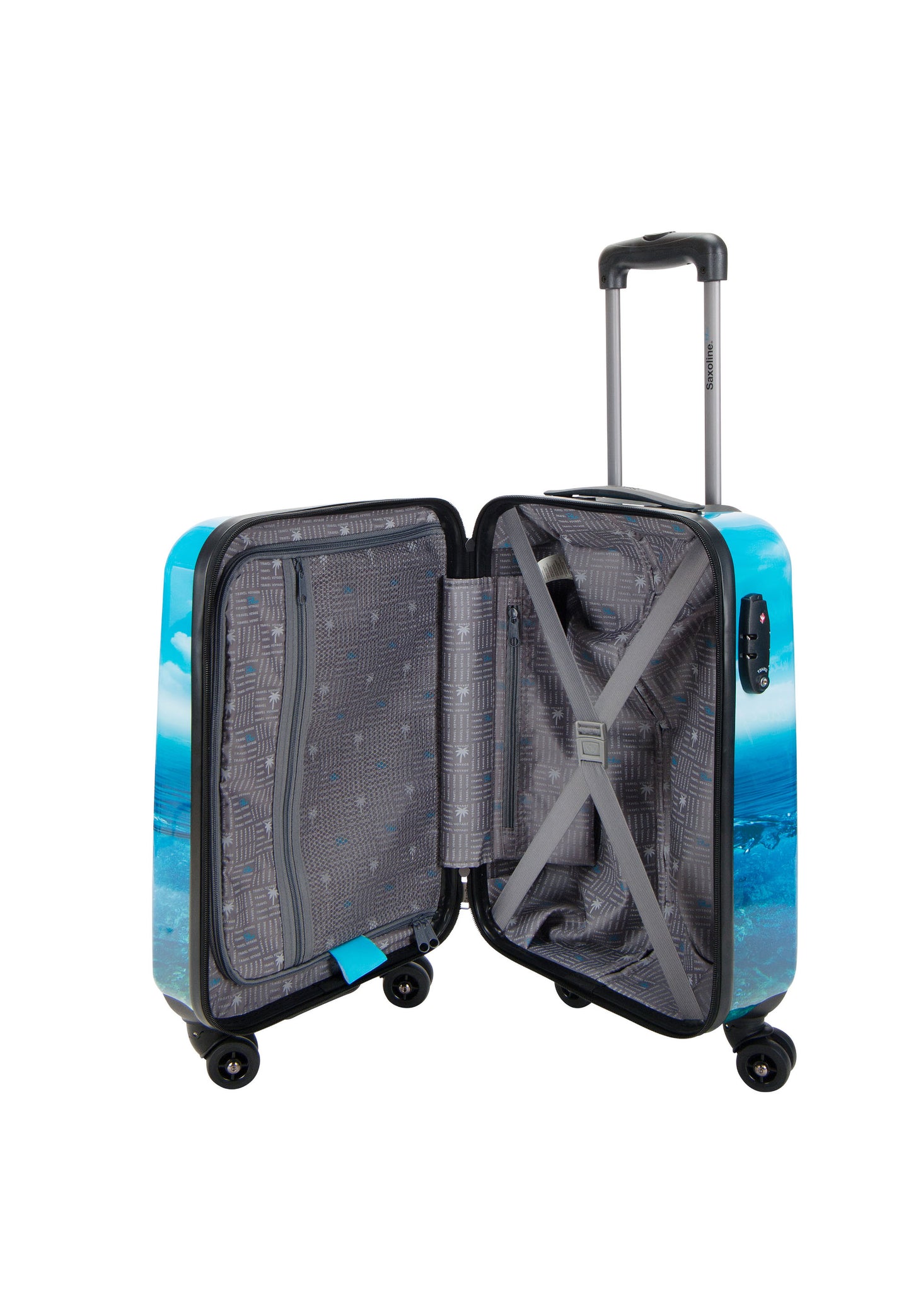 Saxoline Blue Handbagage Harde Koffer / Trolley / Reiskoffer - 54cm (Small) ? Island Print