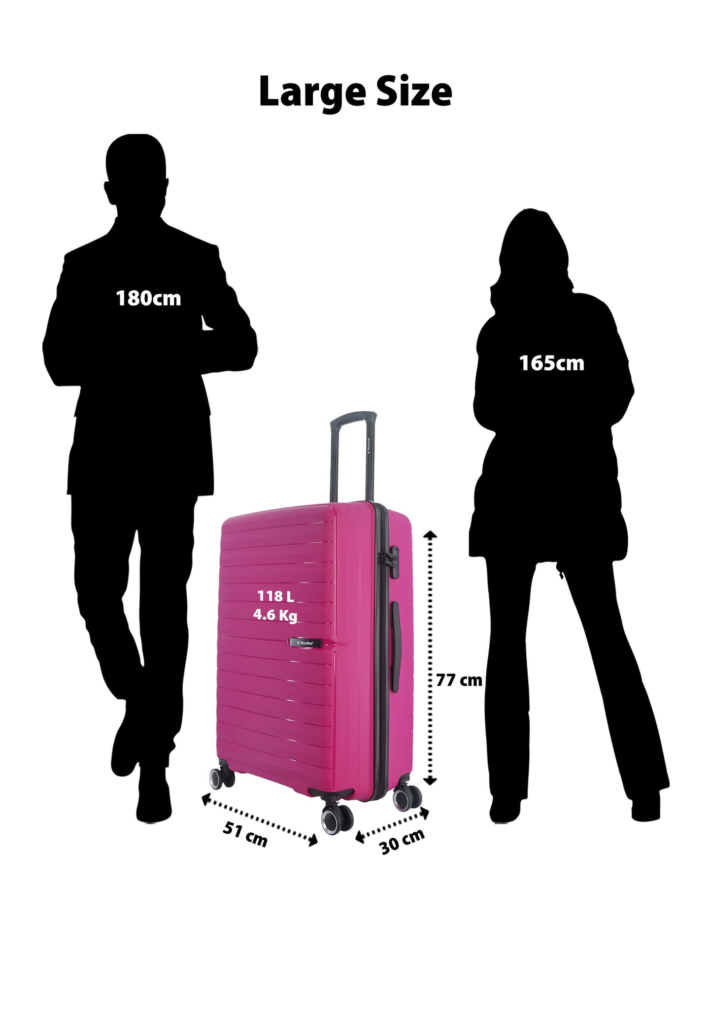 Saxoline – Fiesta | Harde Koffer / Valies /Reiskoffer – Large (95L) – Fuchsia