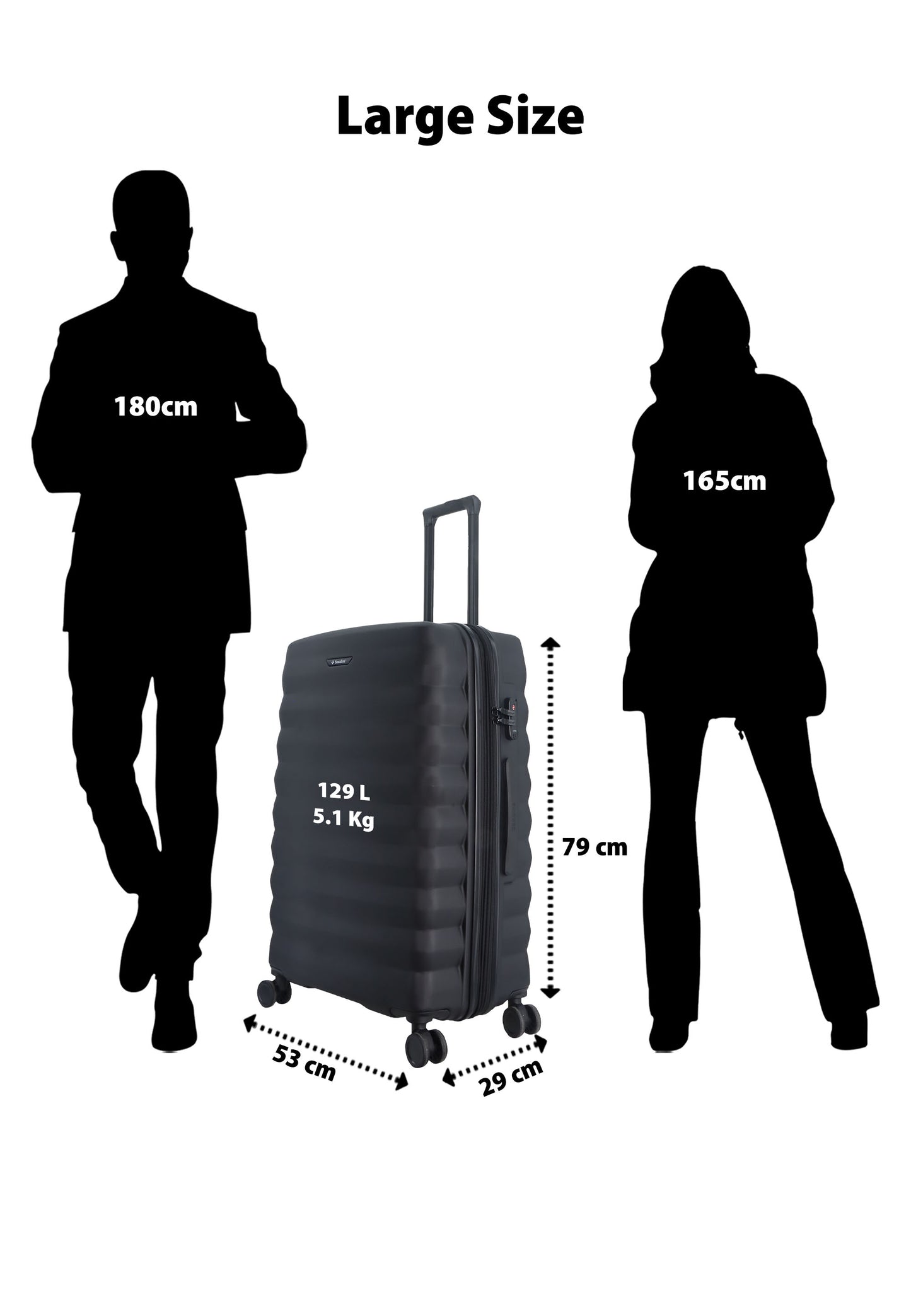 Saxoline - Flow | Harde koffer / Reiskoffer - 100L - Large - Zwart