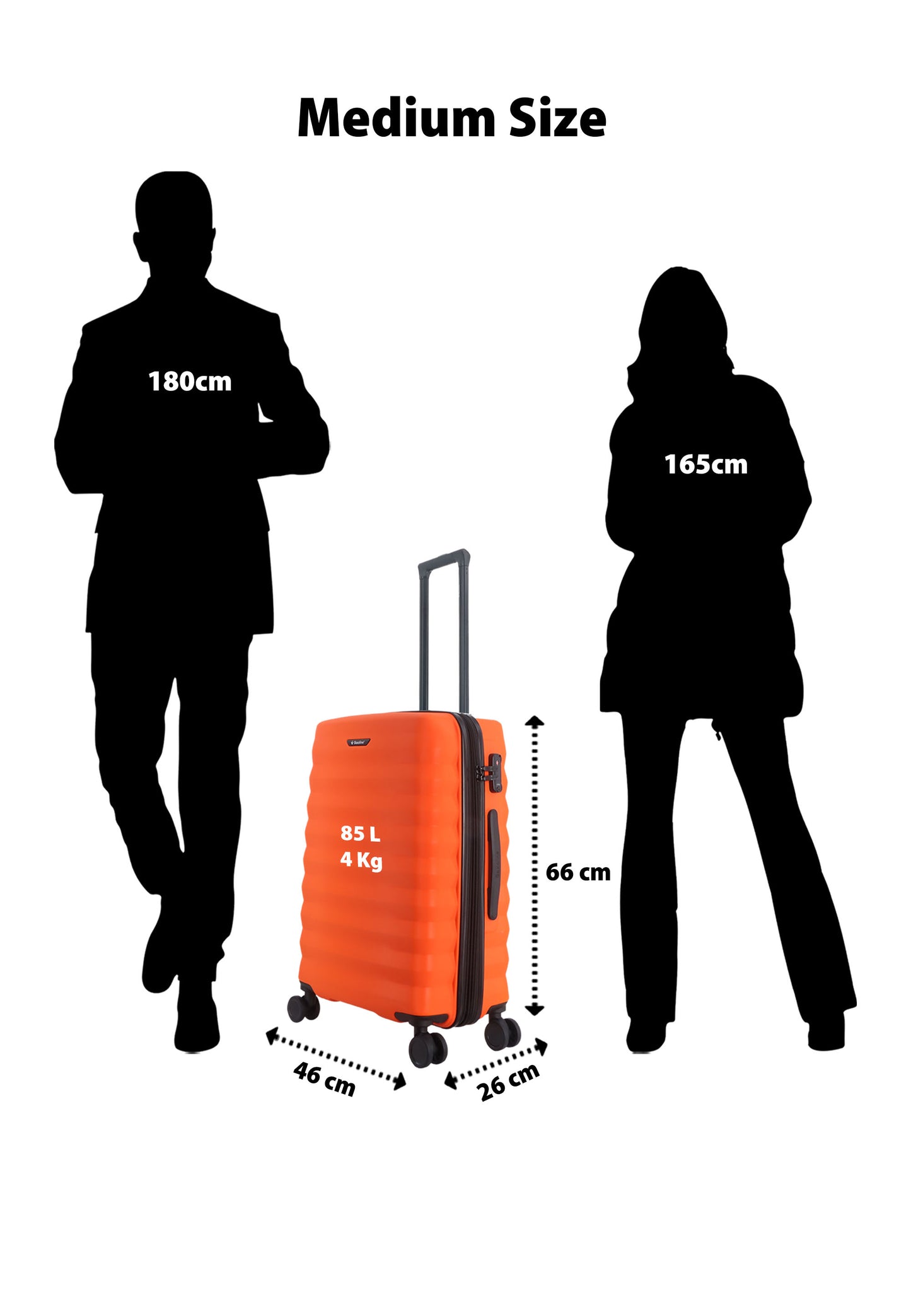 Koffer Saxoline - Flow | Harde koffer / Reiskoffer - 61L - Medium - Oranje