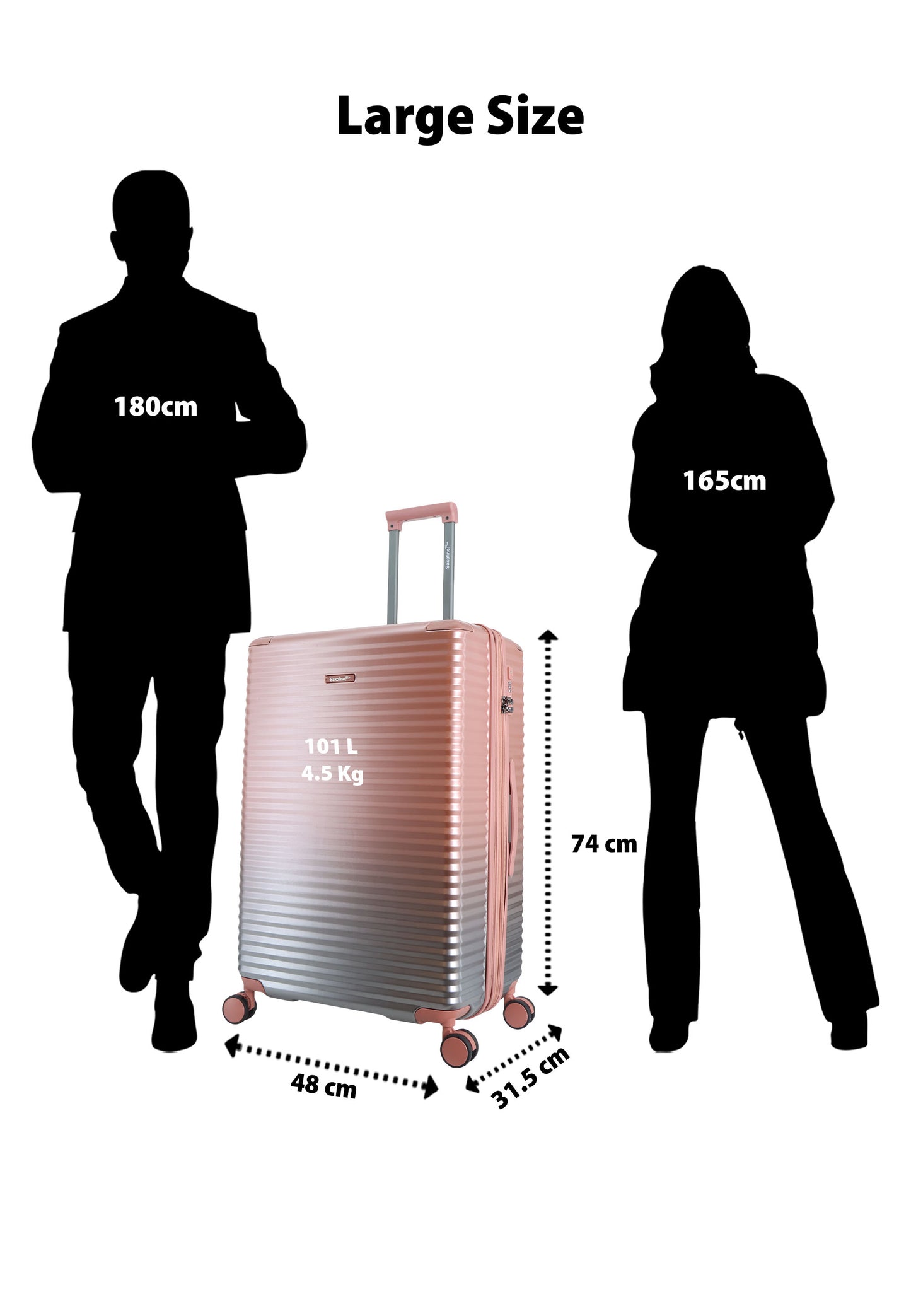 Bleu Saxoline - Élite | Valise rigide / Trolley / Valise de voyage - (Grande) Rose