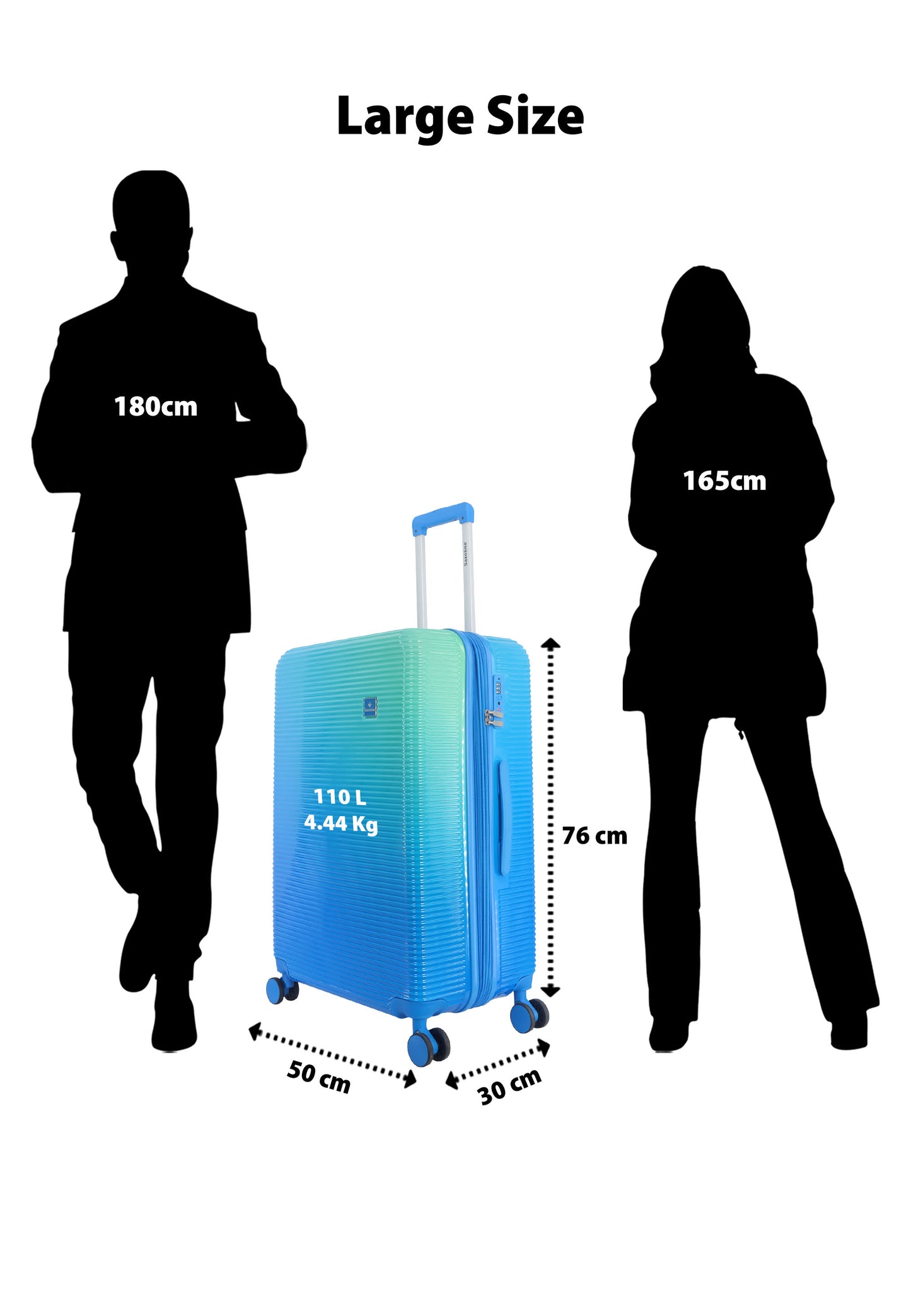 Saxoline - Twist | Valise rigide / Valise à roulettes / Valise de voyage - L - Bleu